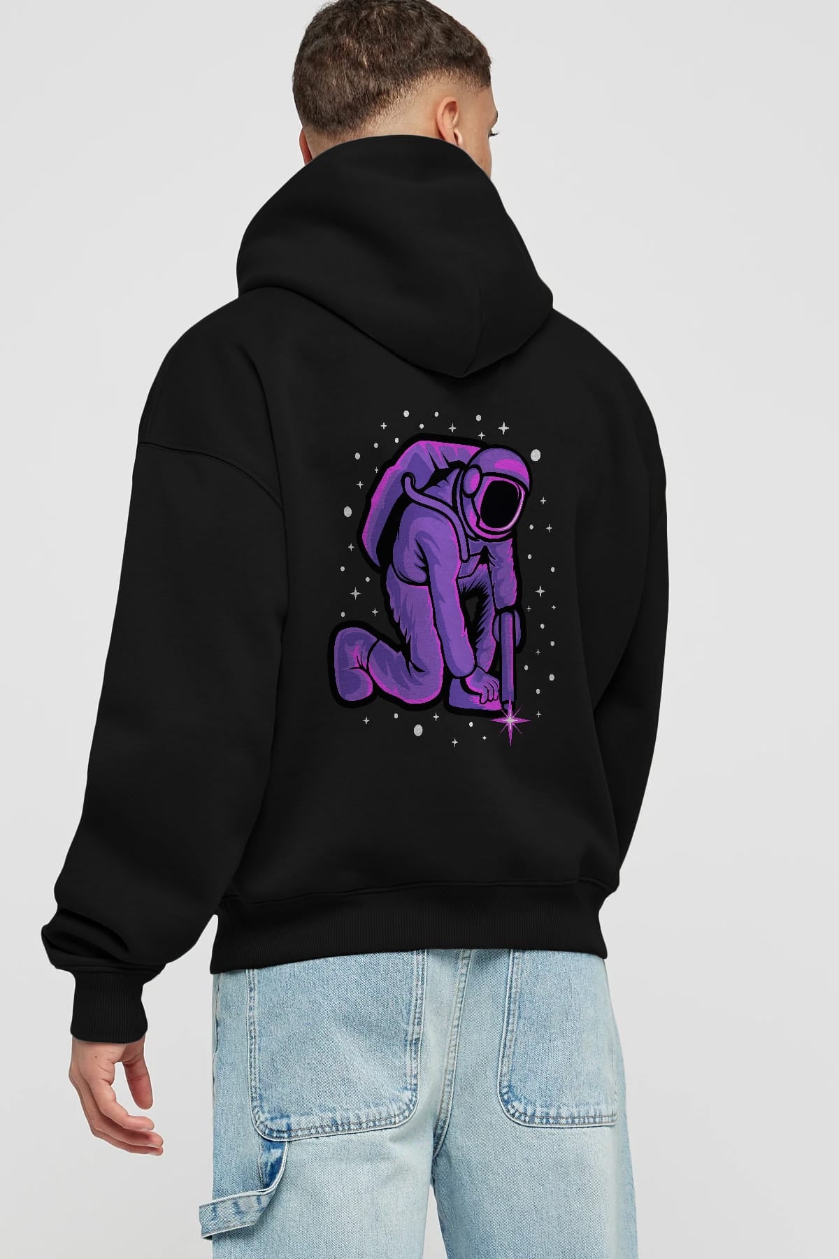 Welding in Space Arka Baskılı Hoodie Oversize Kapüşonlu Sweatshirt Erkek Kadın Unisex