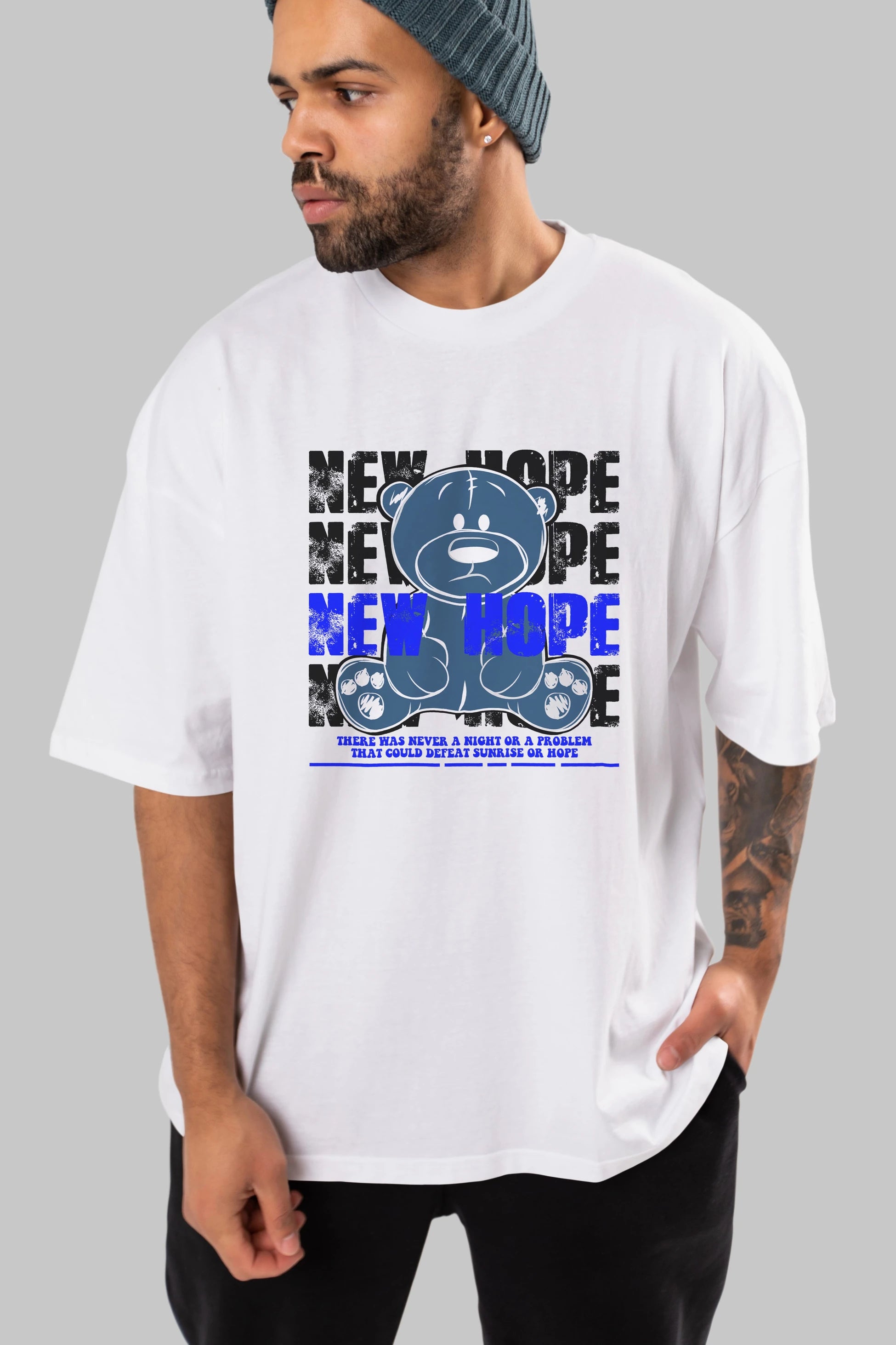 Teddy Bear New Hope Ön Baskılı Oversize t-shirt Erkek Kadın Unisex