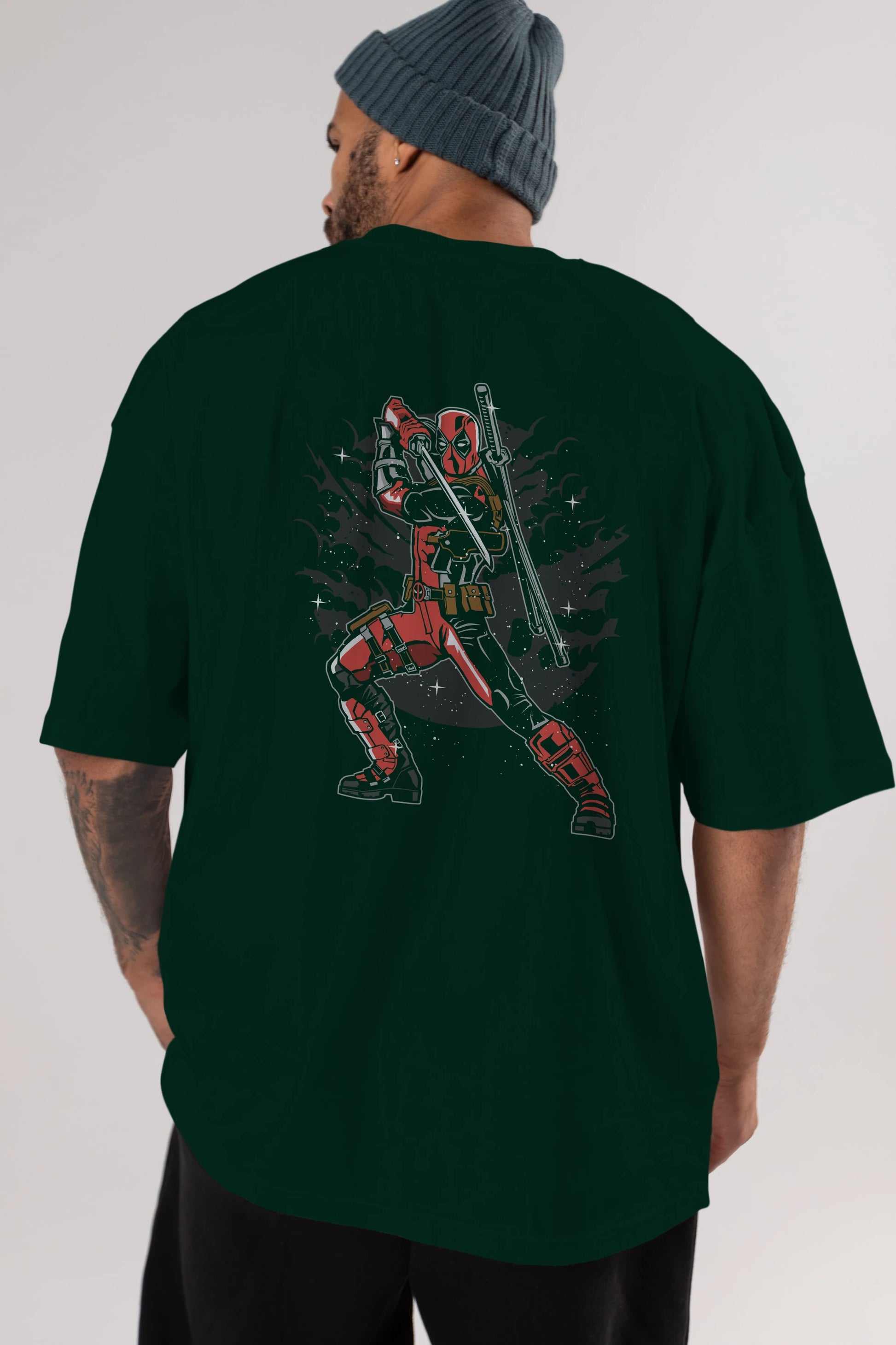 Deadpool Arka Baskılı Oversize t-shirt Erkek Kadın Unisex %100 Pamuk