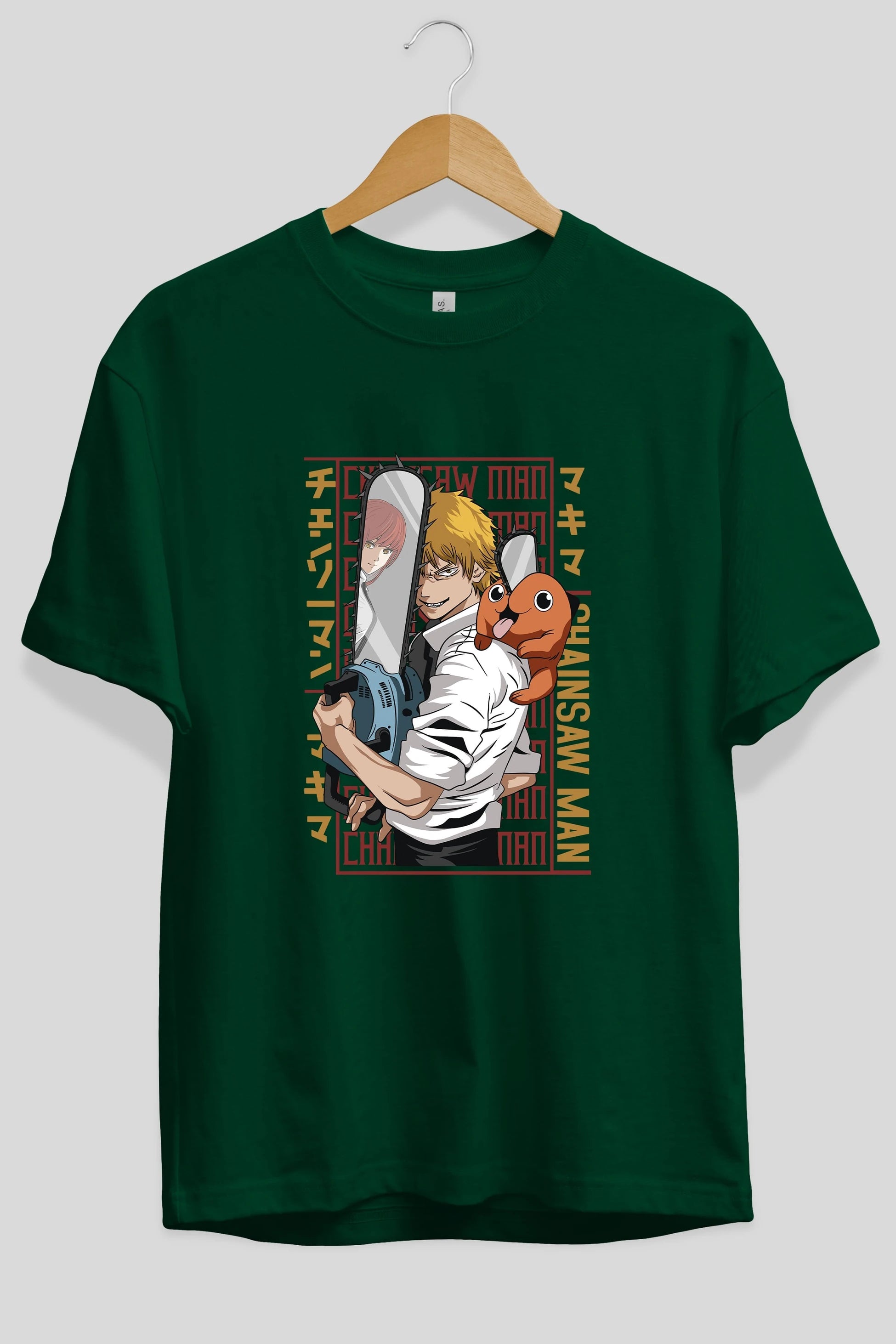 Chainsaw DENJI Anime Ön Baskılı Oversize t-shirt %100 pamuk Erkek Kadın Unisex