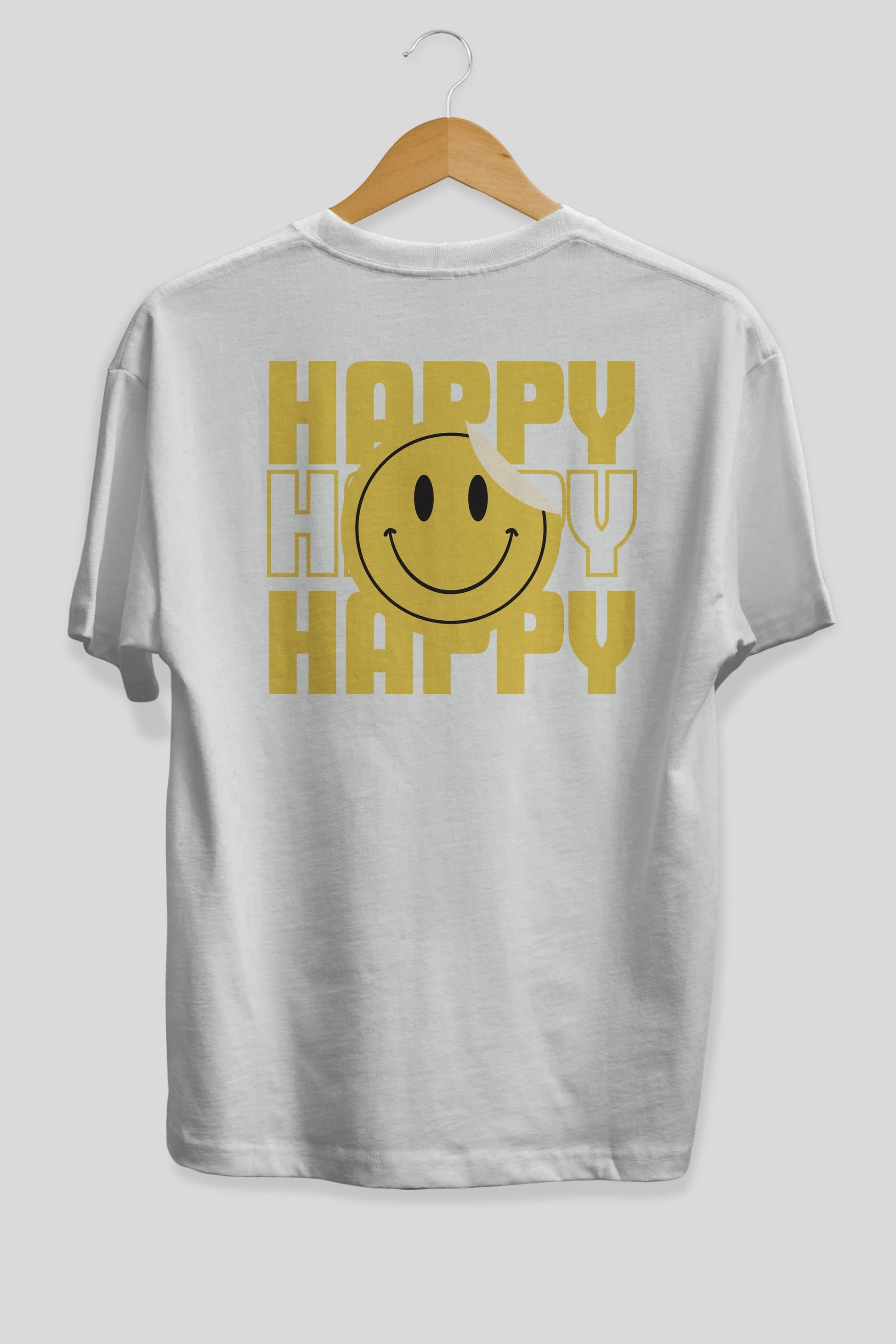 Happy Smile Yazılı Arka Baskılı Oversize t-shirt Erkek Kadın Unisex