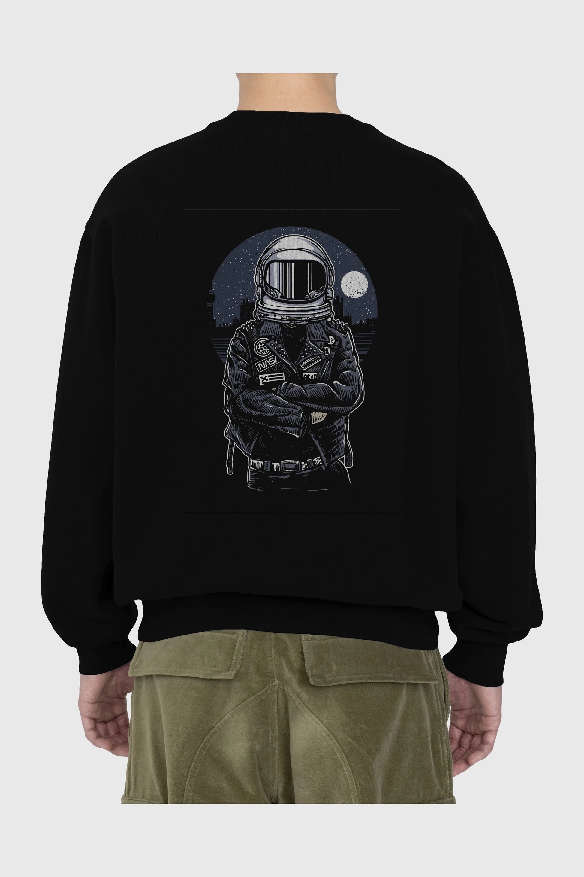 Astronaut Rebel Arka Baskılı Oversize Sweatshirt Erkek Kadın Unisex
