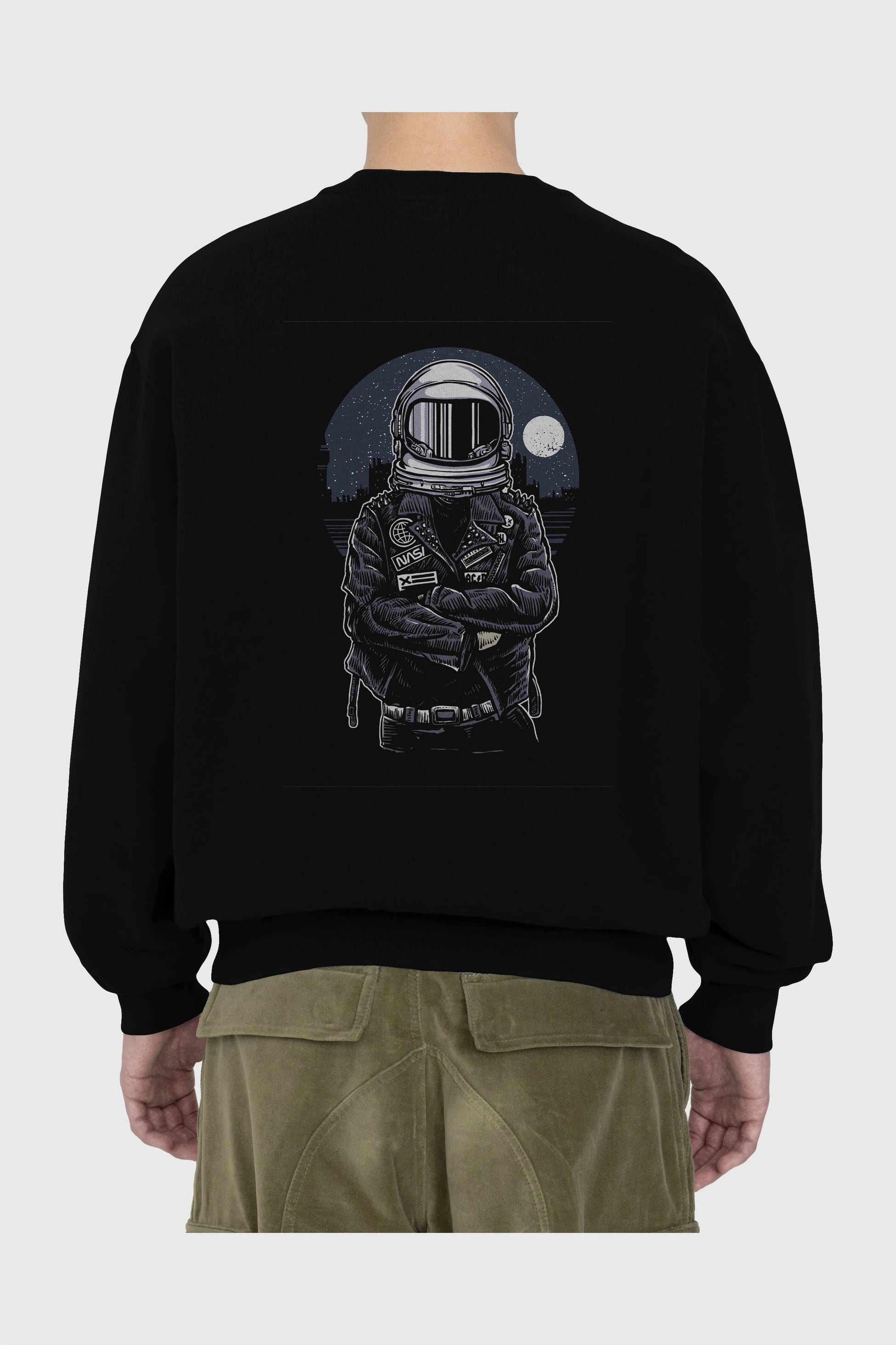 Astronaut Rebel Arka Baskılı Oversize Sweatshirt Erkek Kadın Unisex