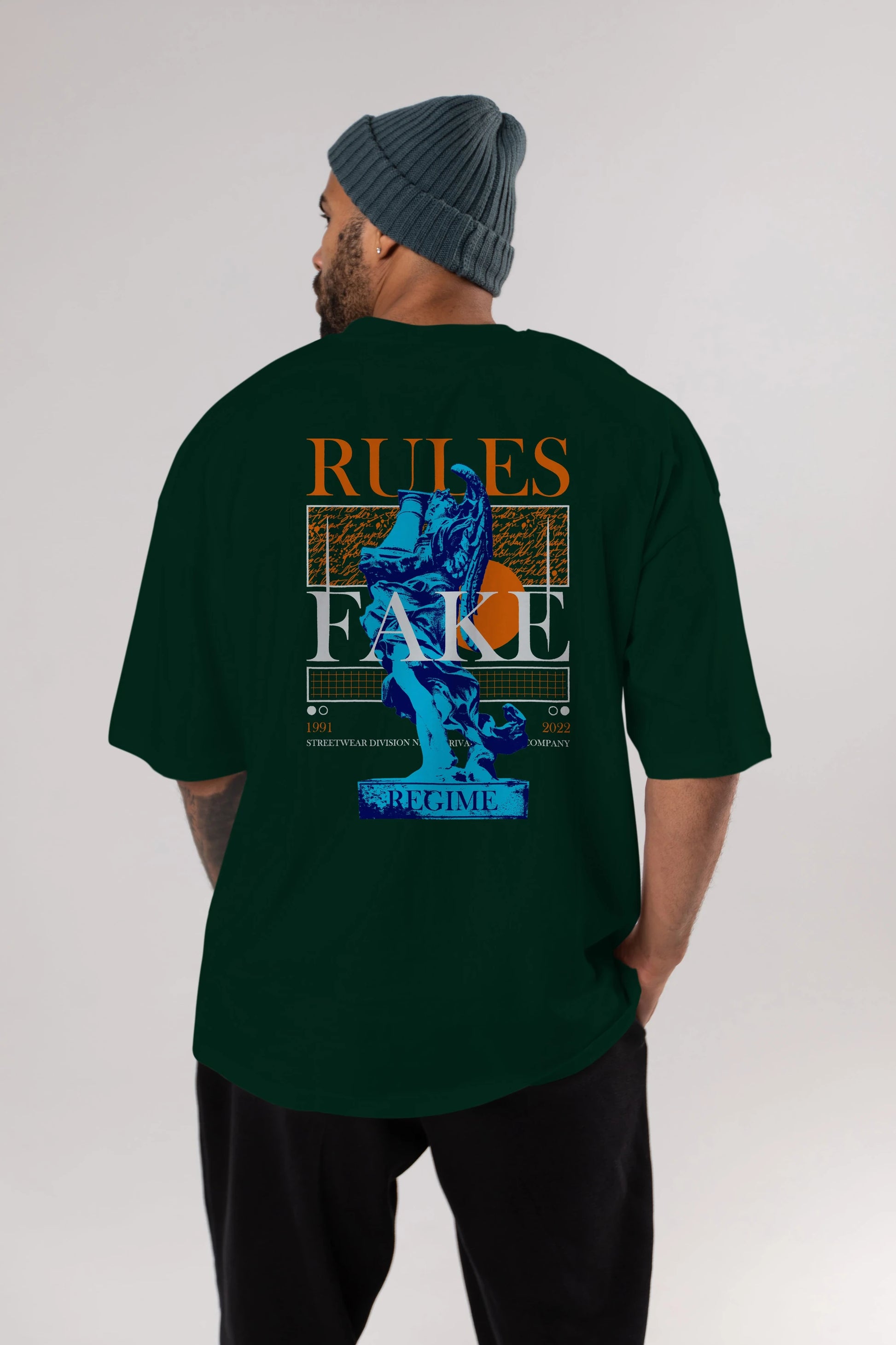 Rules Fake Arka Baskılı Oversize t-shirt Erkek Kadın Unisex
