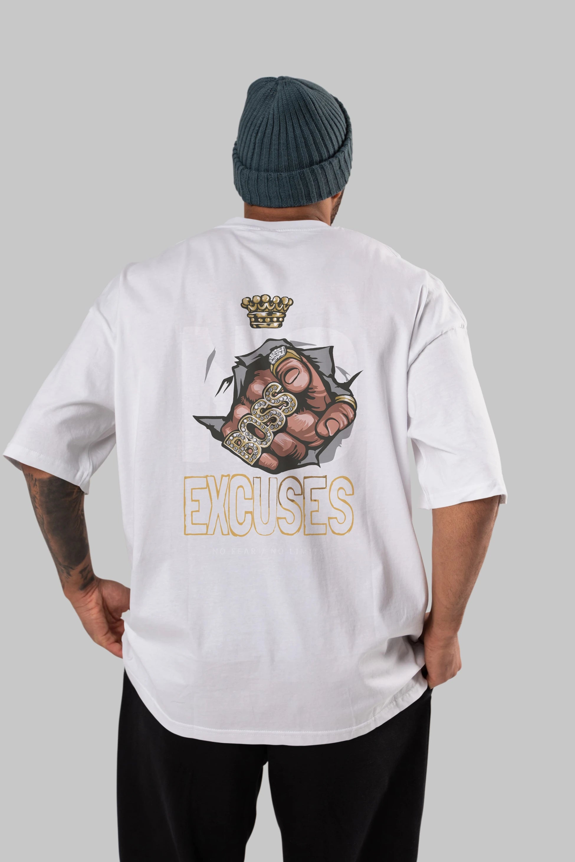 No Excuses Arka Baskılı Oversize t-shirt Erkek Kadın Unisex