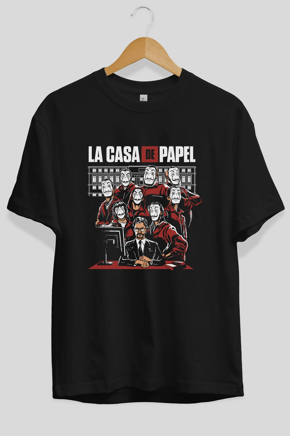 La Casa De Papel (5) Ön Baskılı Oversize t-shirt Erkek Kadın Unisex %100 Pamuk Bisiklet Yaka tişort