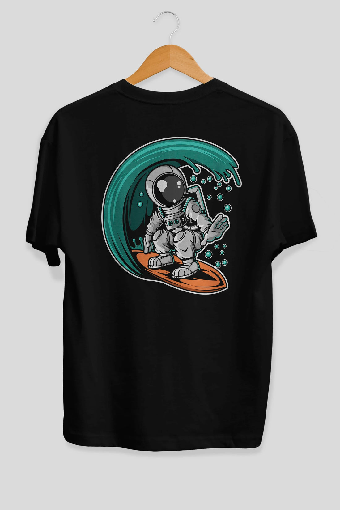 Astronaut Surfing Arka Baskılı Oversize t-shirt Erkek Kadın Unisex