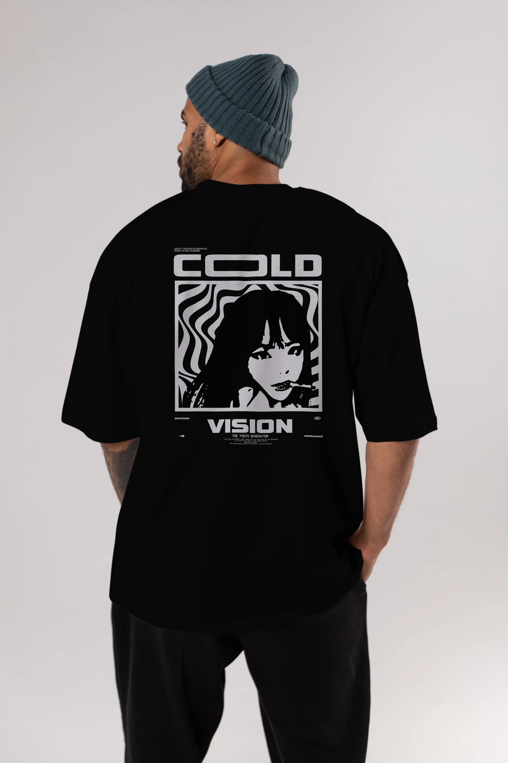 Cold Vision Arka Baskılı Oversize t-shirt Erkek Kadın Unisex