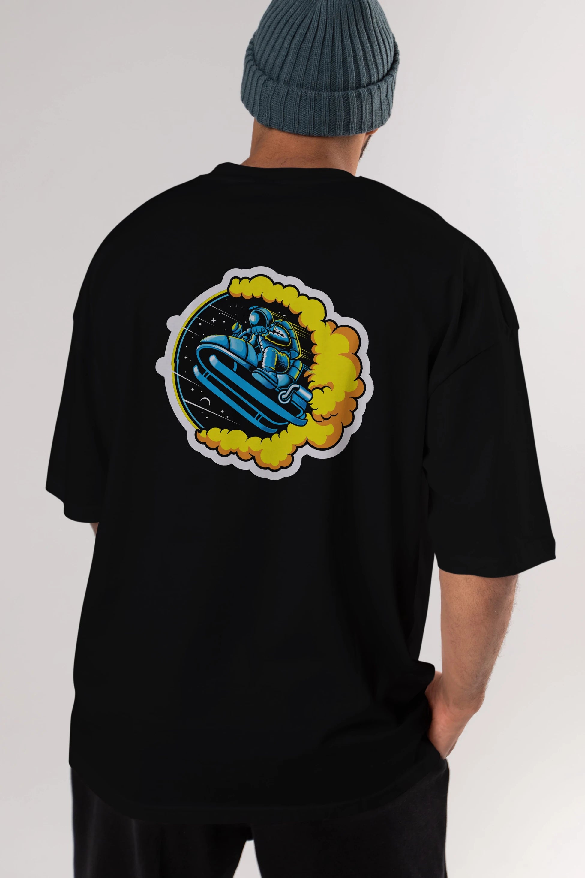 Astrojump with Snowmobile Sticker Arka Baskılı Oversize t-shirt Erkek Kadın Unisex