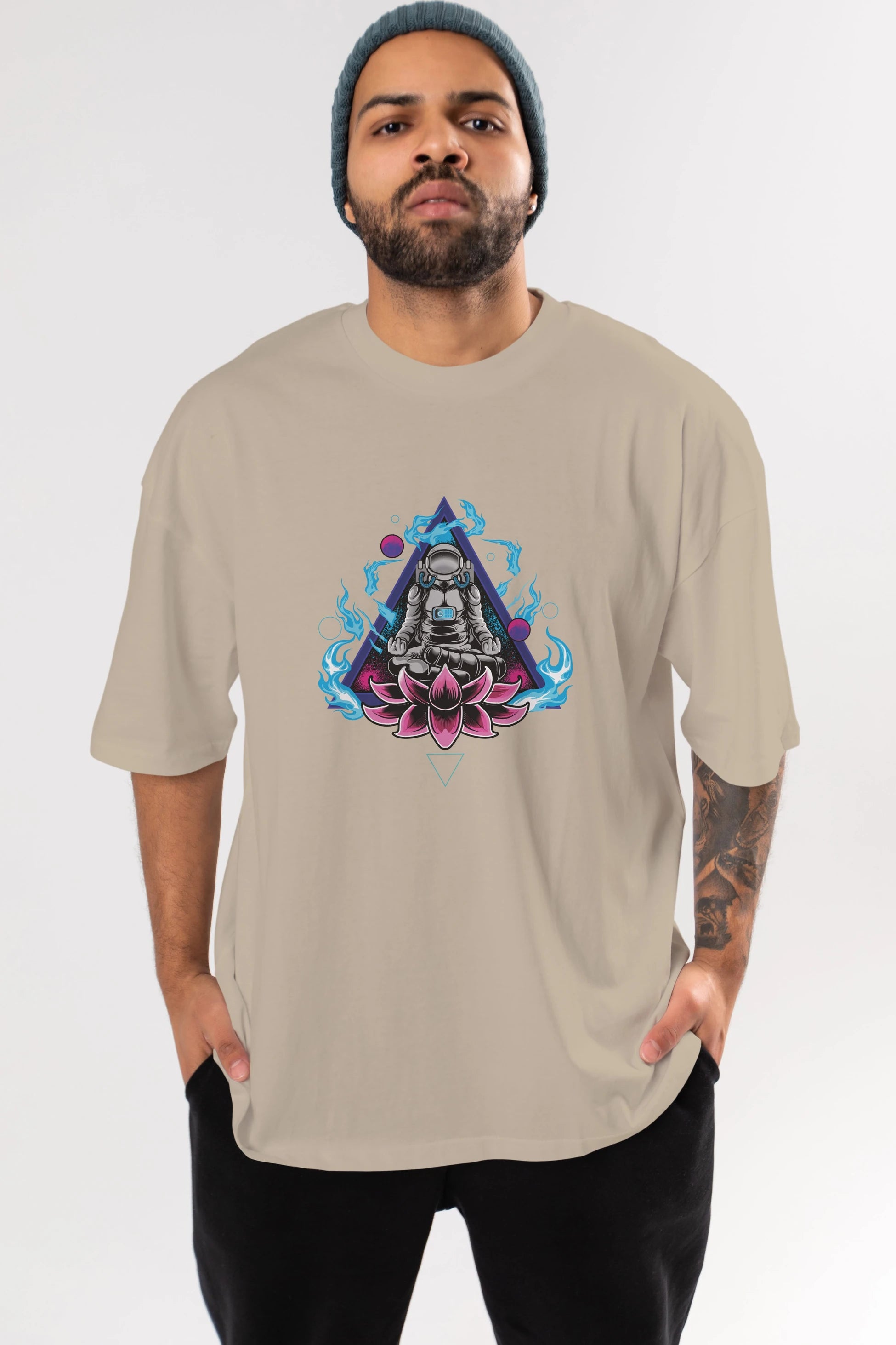 Astronaut Meditation (2) Ön Baskılı Oversize t-shirt Erkek Kadın Unisex