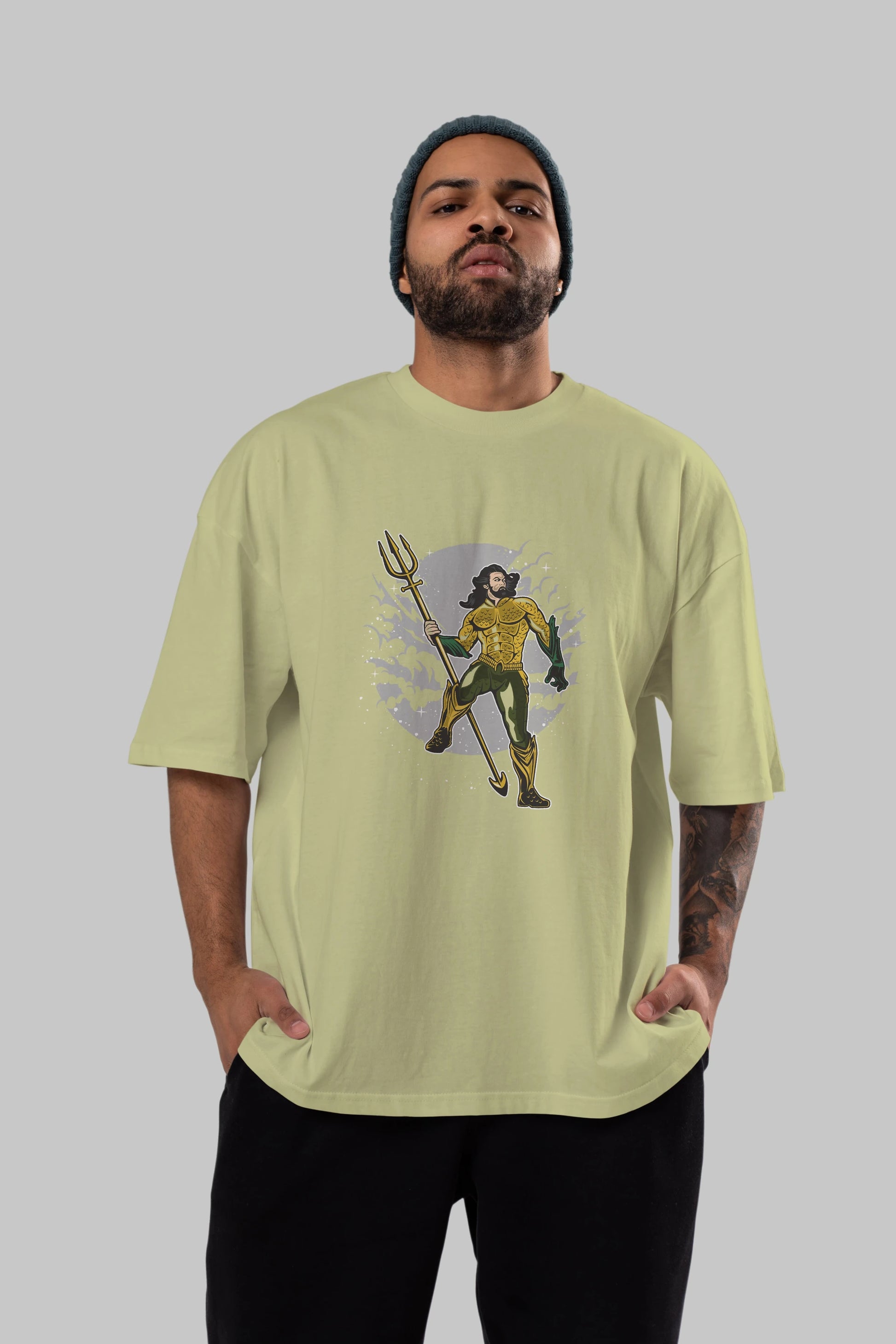 AQUAMAN Ön Baskılı Oversize t-shirt Erkek Kadın Unisex %100 Pamuk tişort