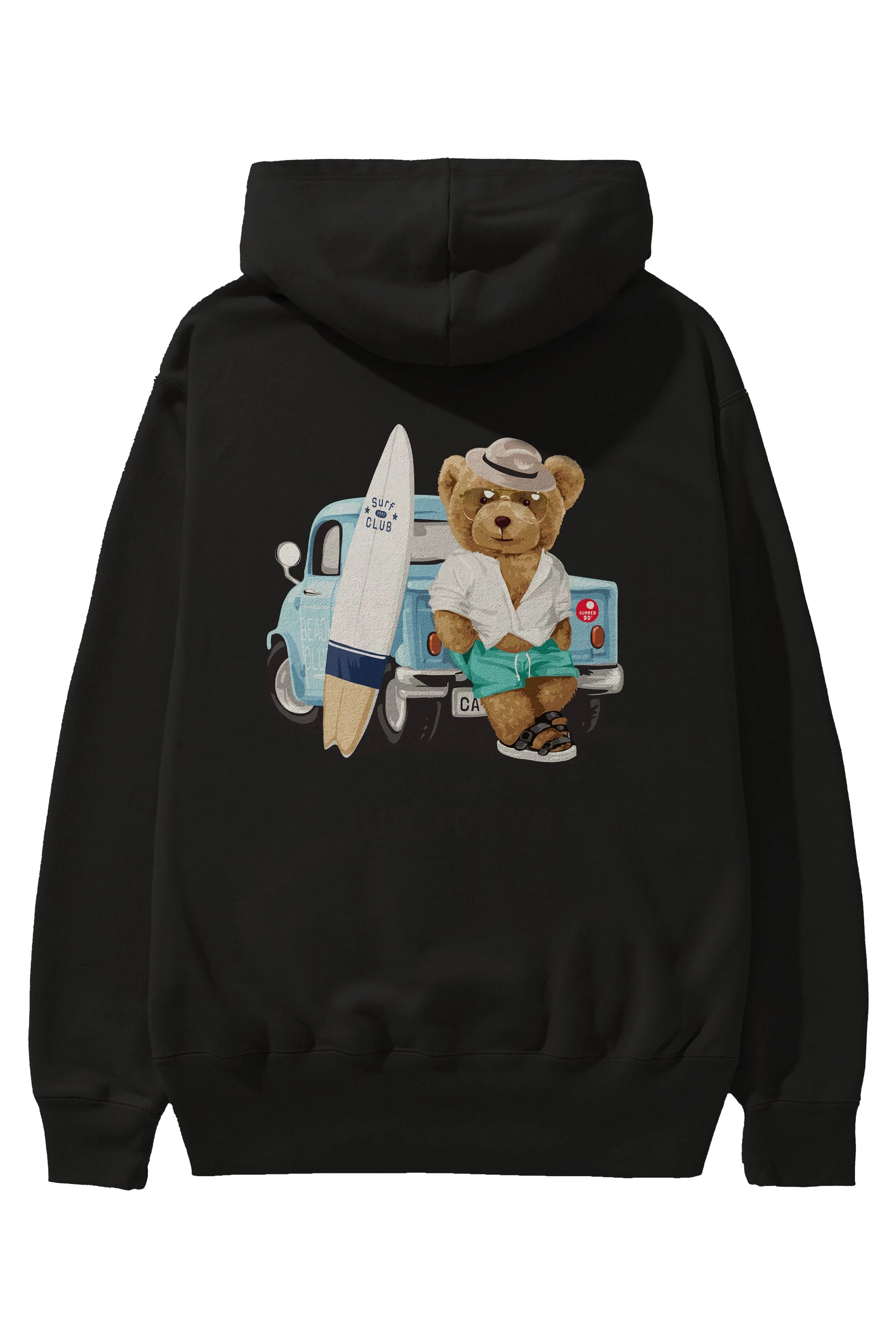 Teddy Bear Surf Club Arka Baskılı Hoodie Oversize Kapüşonlu Sweatshirt Erkek Kadın Unisex