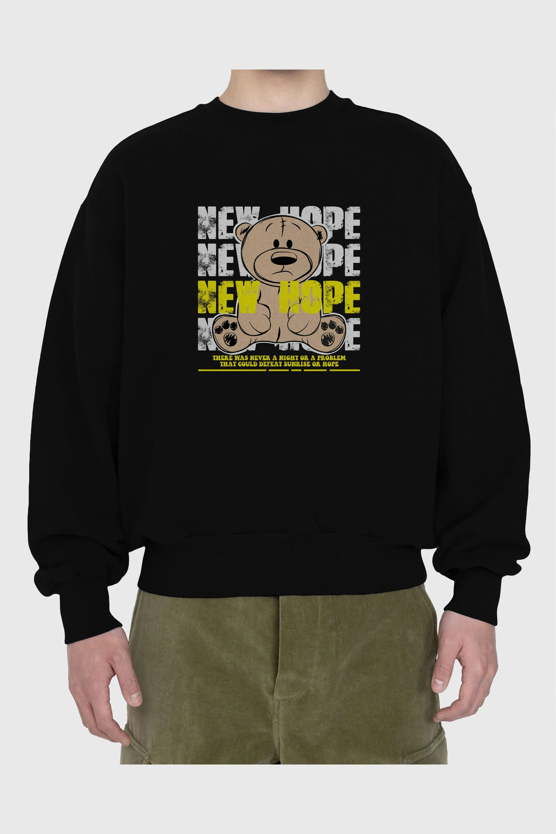 Teddy Bear New Hope Ön Baskılı Oversize Sweatshirt Erkek Kadın Unisex