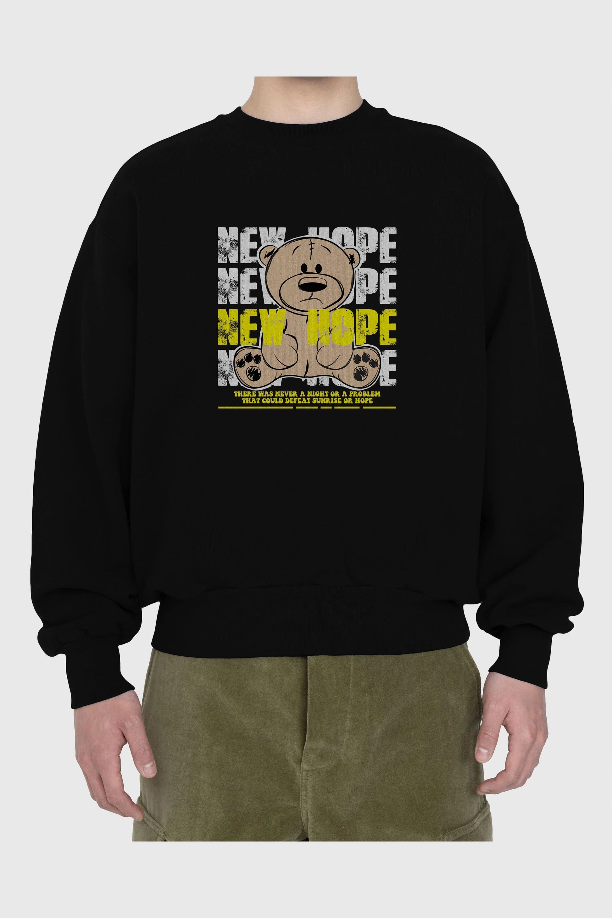 Teddy Bear New Hope Ön Baskılı Oversize Sweatshirt Erkek Kadın Unisex