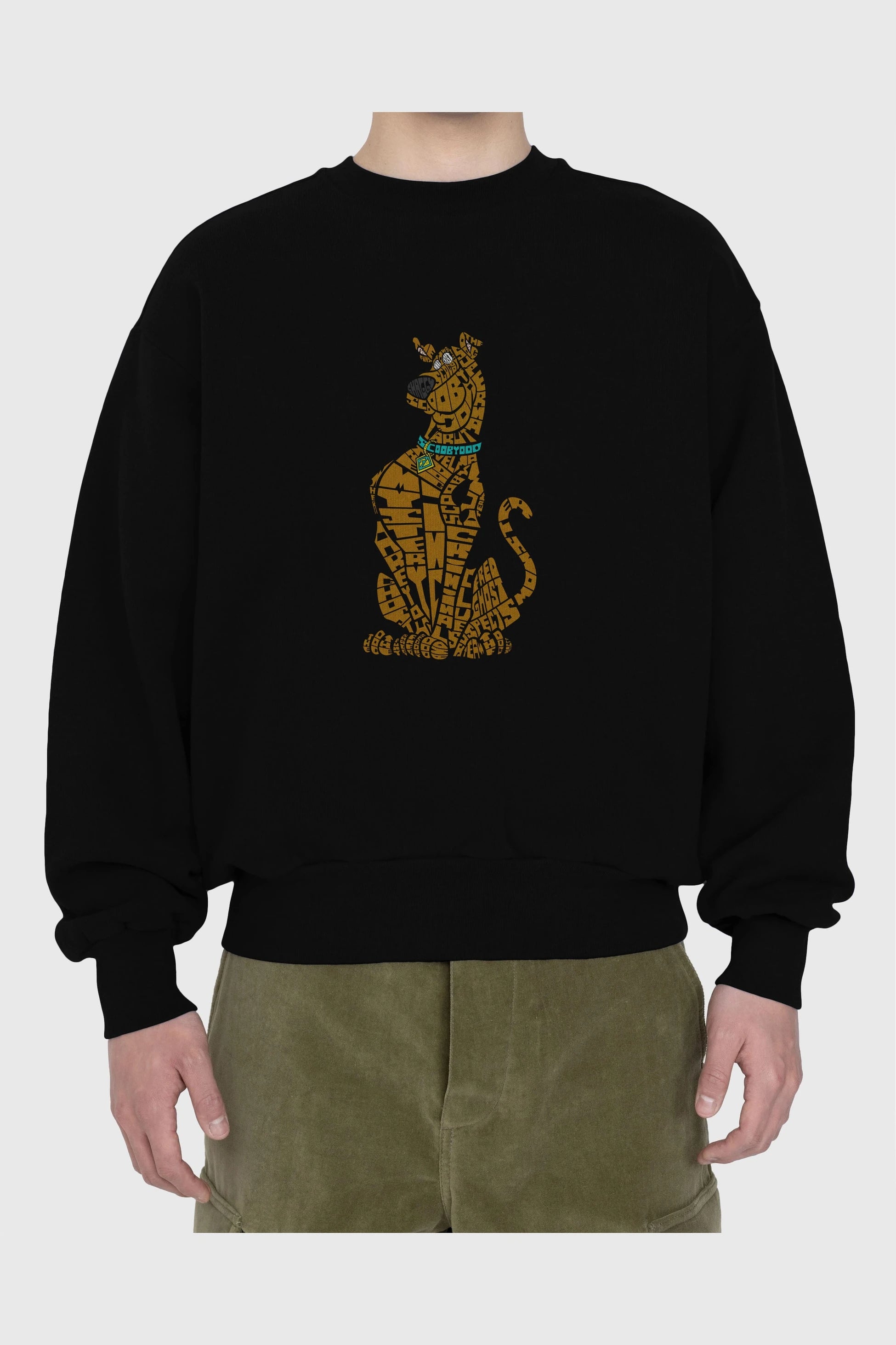 Scooby Doo Ön Baskılı Oversize Sweatshirt Erkek Kadın Unisex