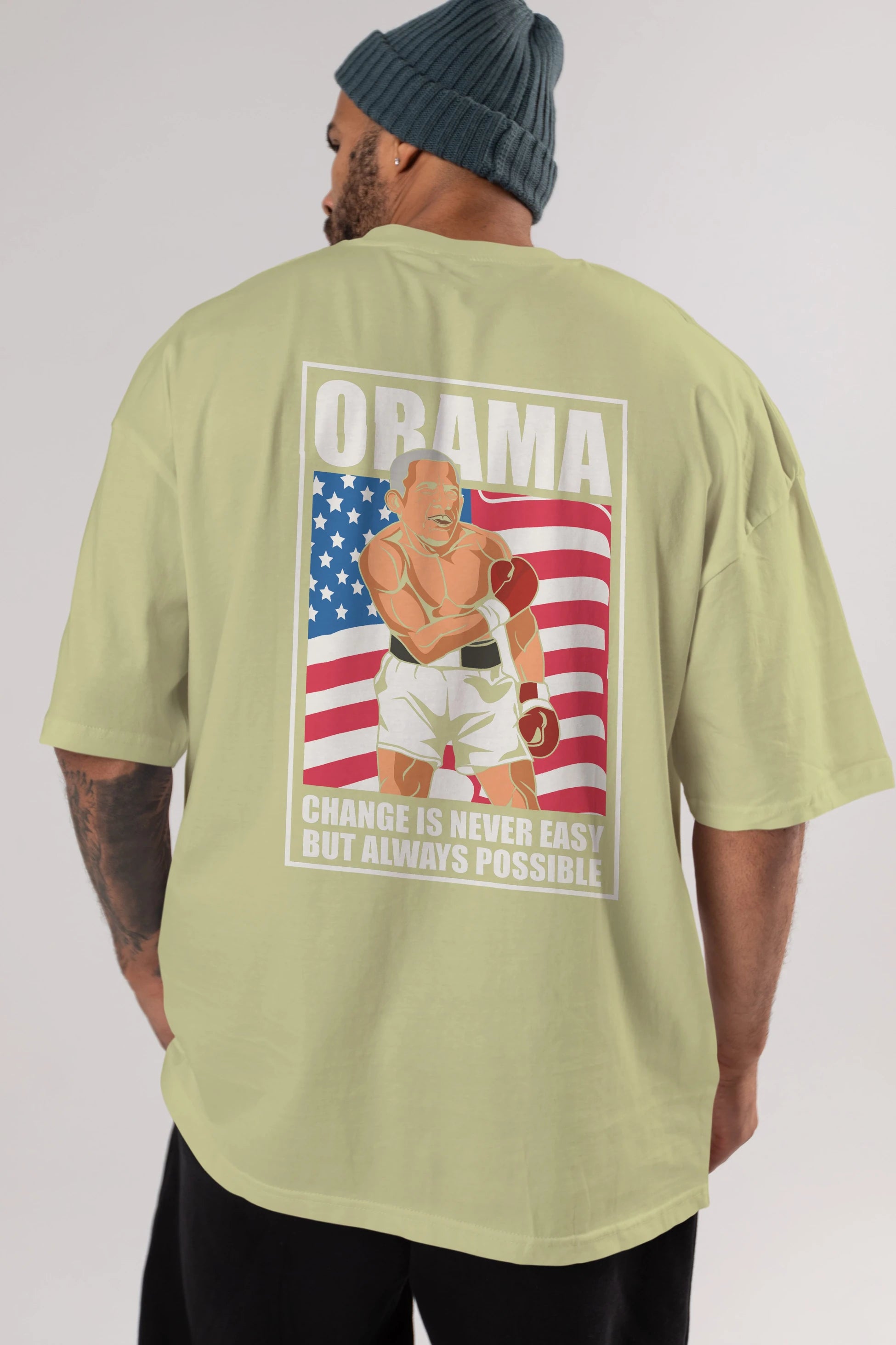 Obama Arka Baskılı Oversize t-shirt Erkek Kadın Unisex %100 Pamuk tişort