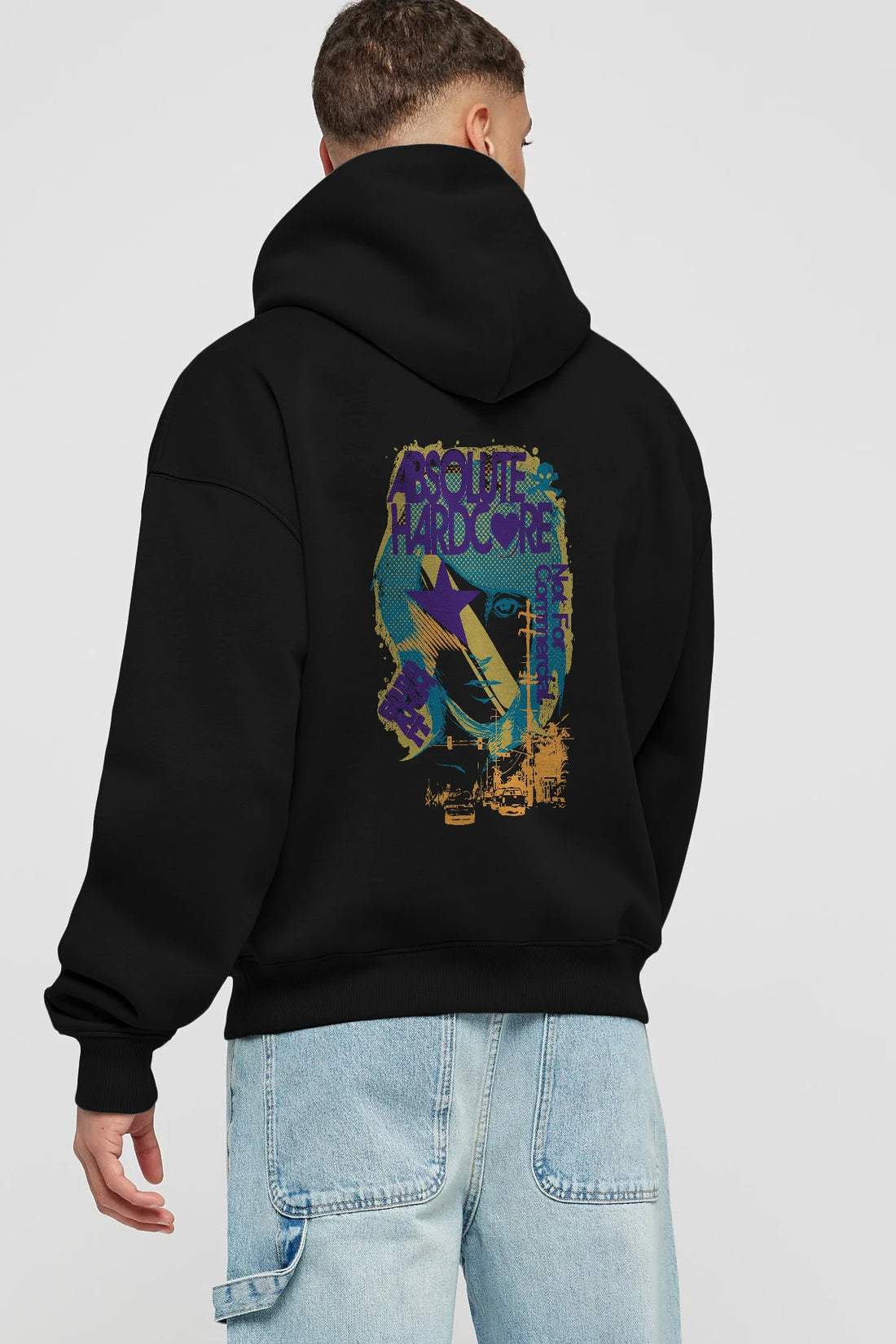 Absolute Hardcore Arka Baskılı Hoodie Oversize Kapüşonlu Sweatshirt Erkek Kadın Unisex