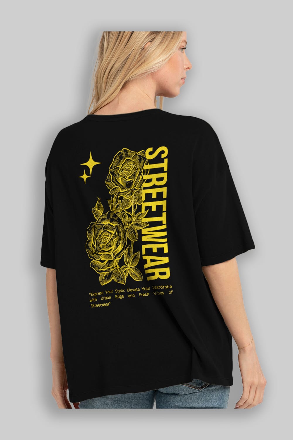 Minimalist Streetwear Arka Baskılı Oversize t-shirt Erkek Kadın Unisex