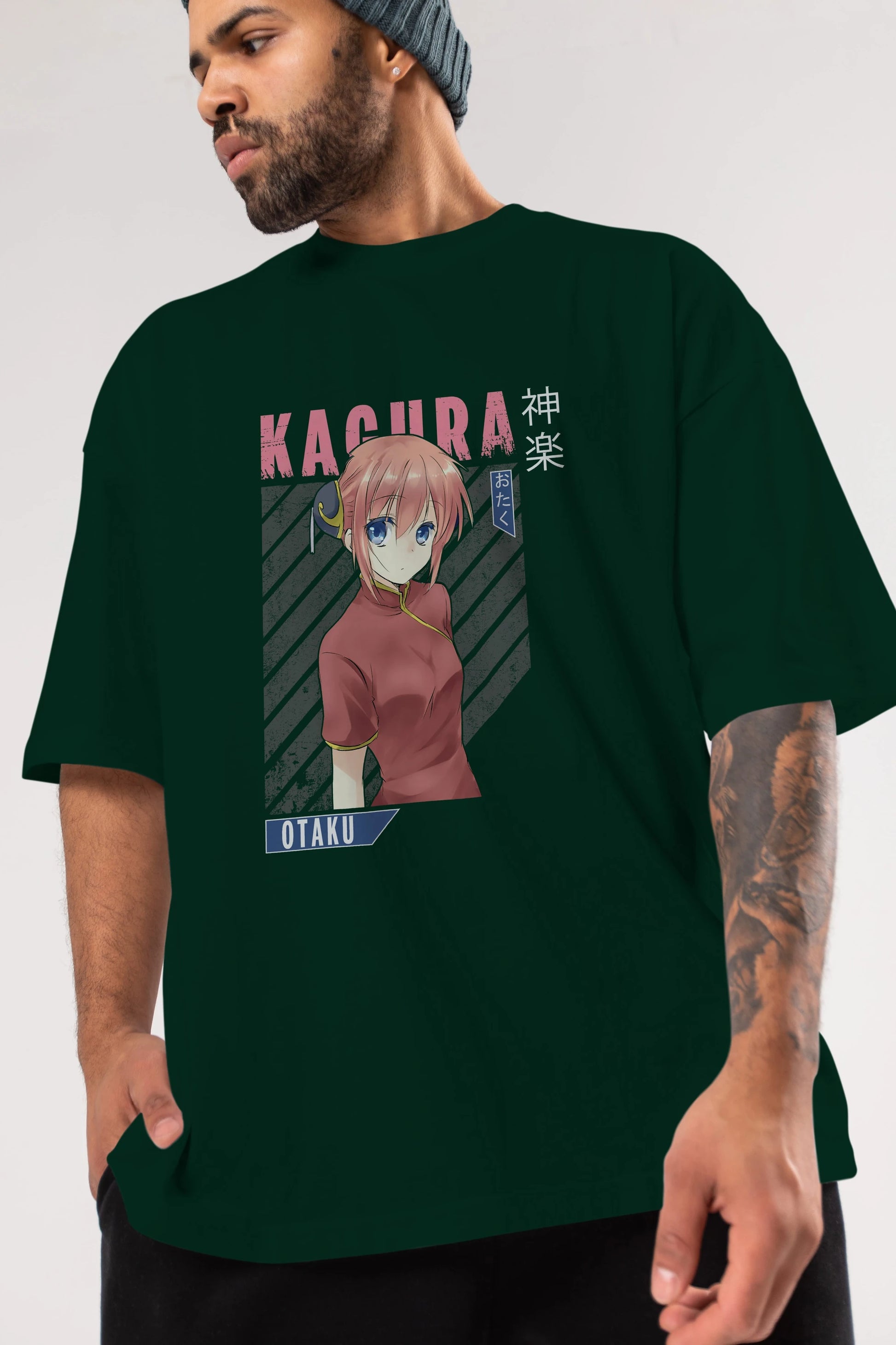 Kagura GINTAMA Anime Ön Baskılı Oversize t-shirt %100 pamuk Erkek Kadın Unisex