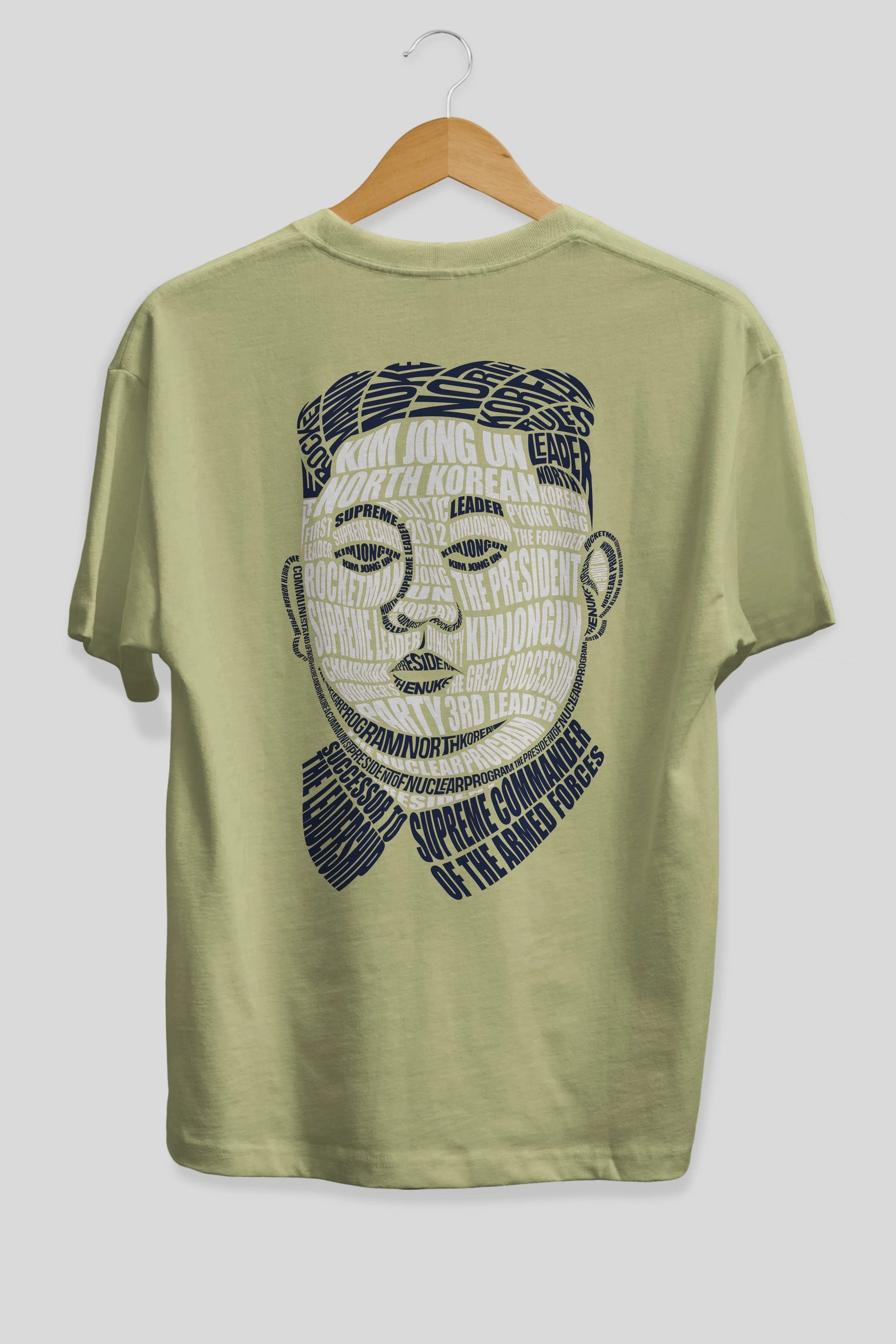 Kim Jong Un Calligram Arka Baskılı Oversize t-shirt %100 pamuk Erkek Kadın Unisex