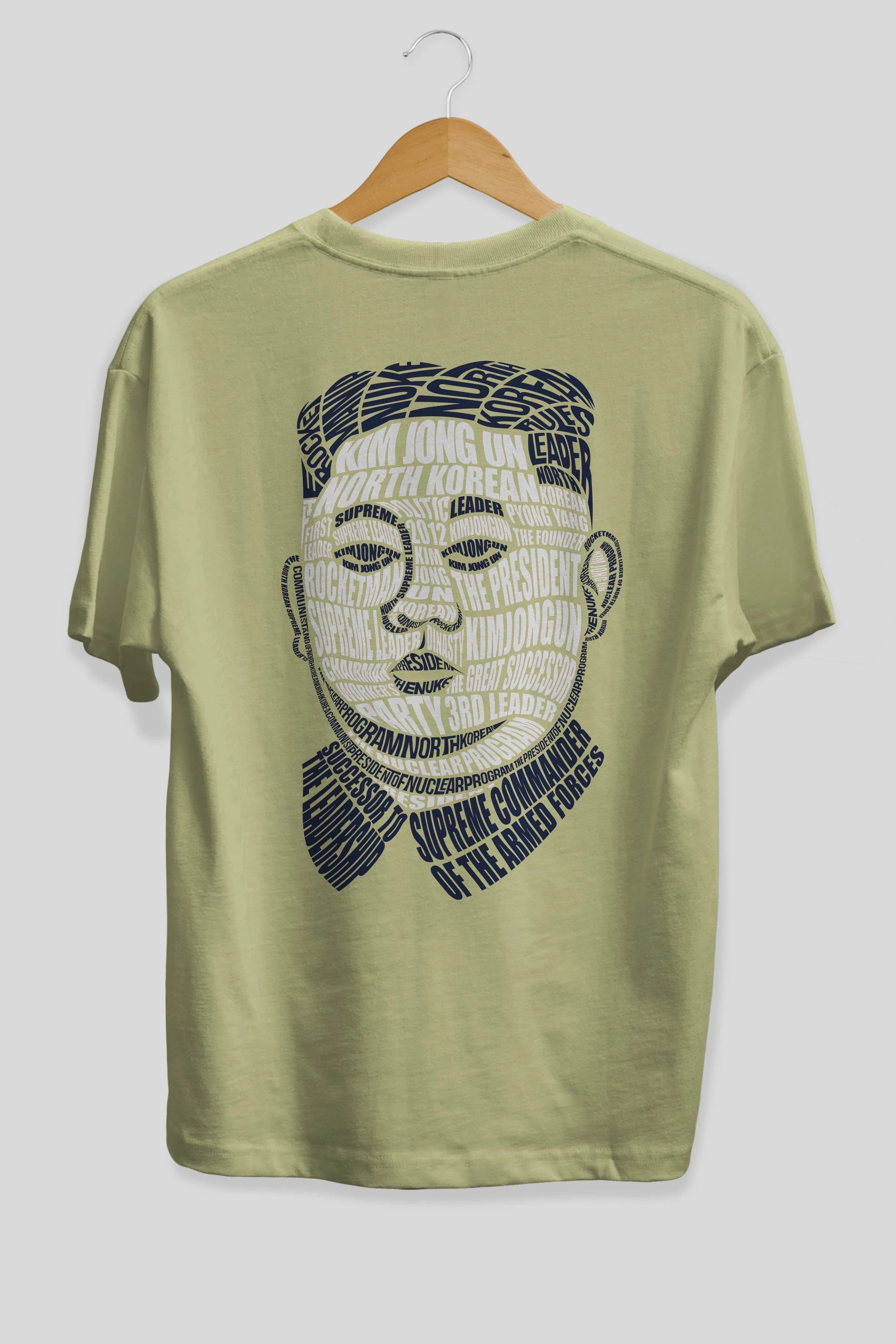 Kim Jong Un Calligram Arka Baskılı Oversize t-shirt %100 pamuk Erkek Kadın Unisex