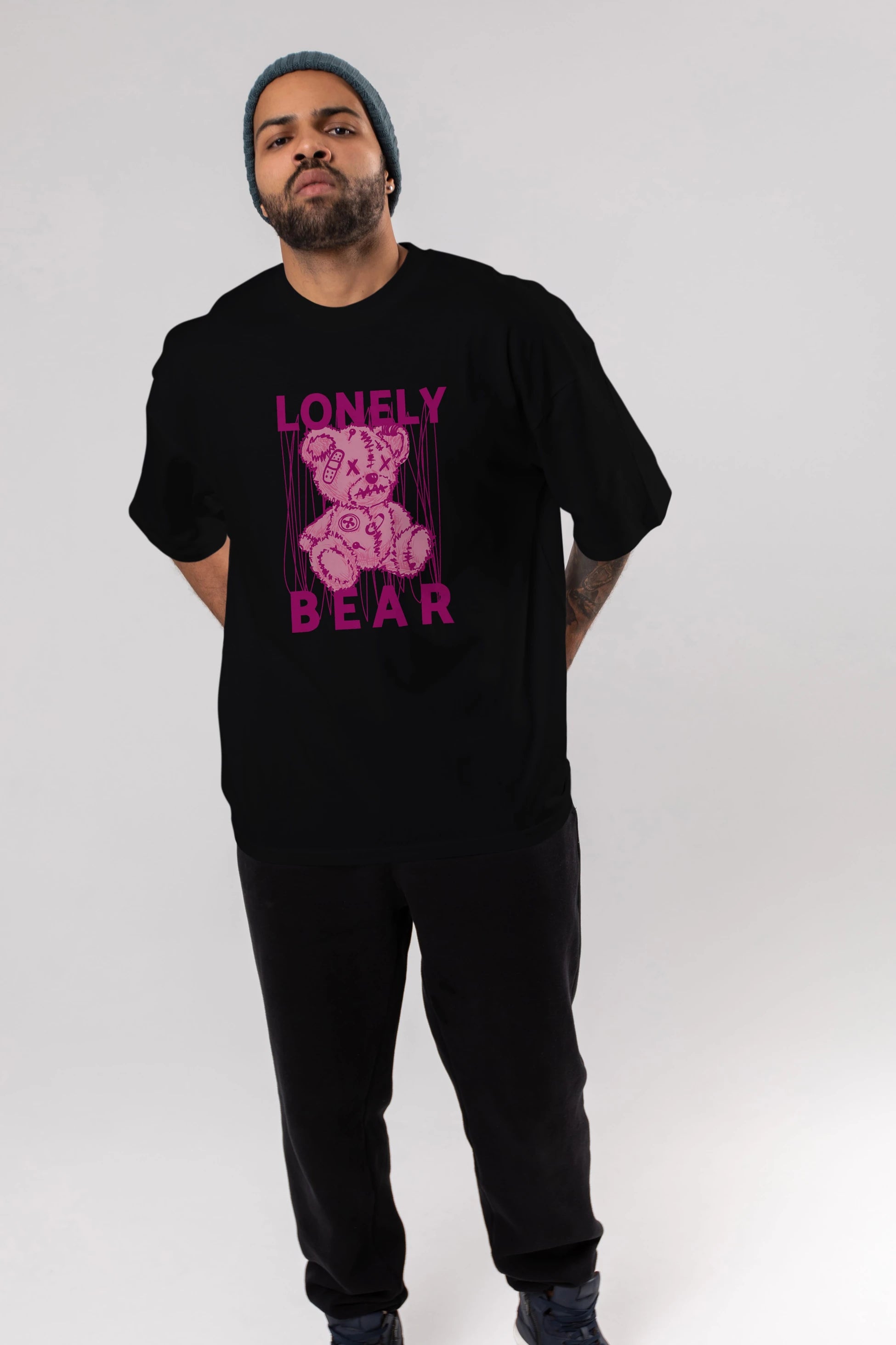 Lonely Bear Ön Baskılı Oversize t-shirt Erkek Kadın Unisex