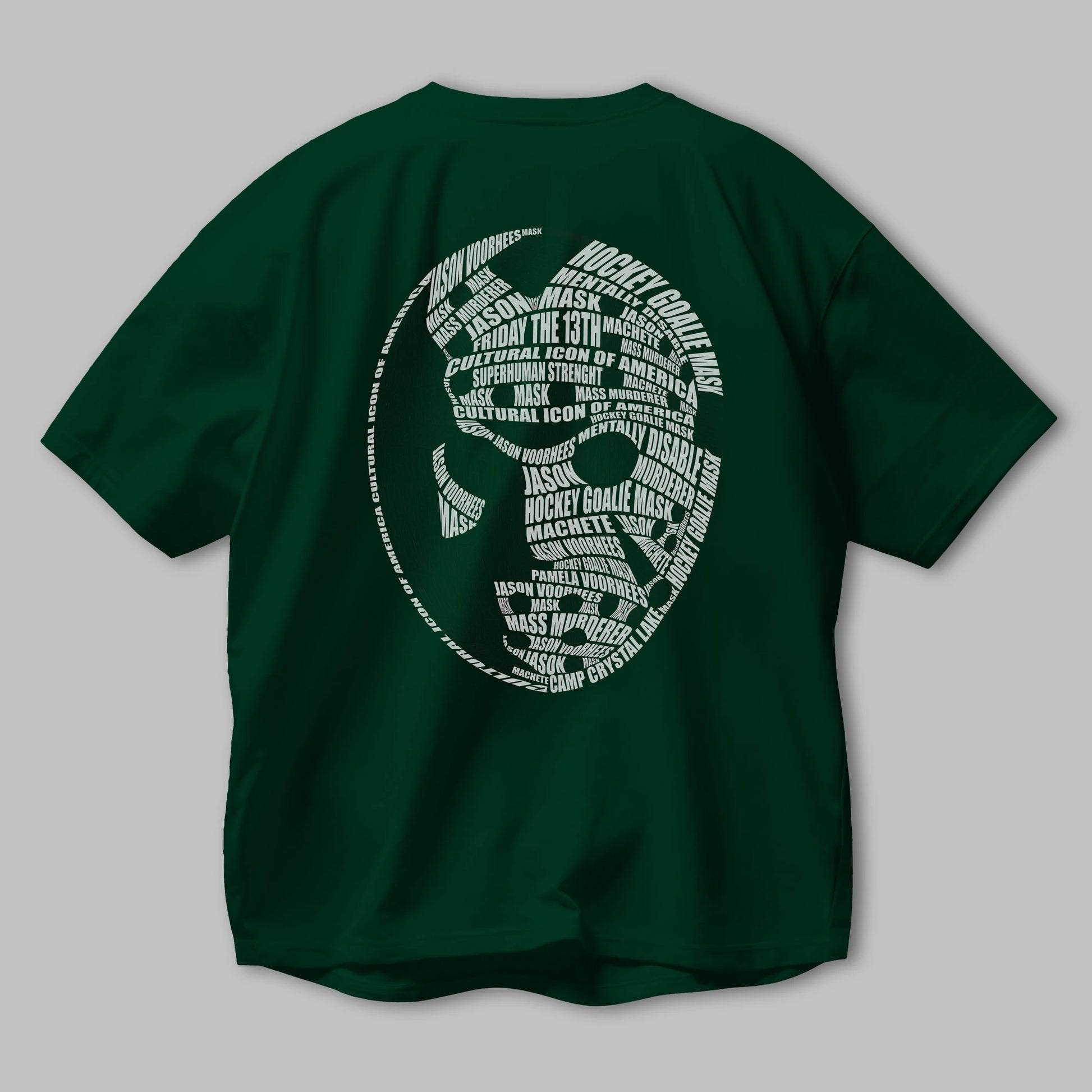 Jason Voorhees Calligram Arka Baskılı Oversize t-shirt %100 pamuk Erkek Kadın Unisex