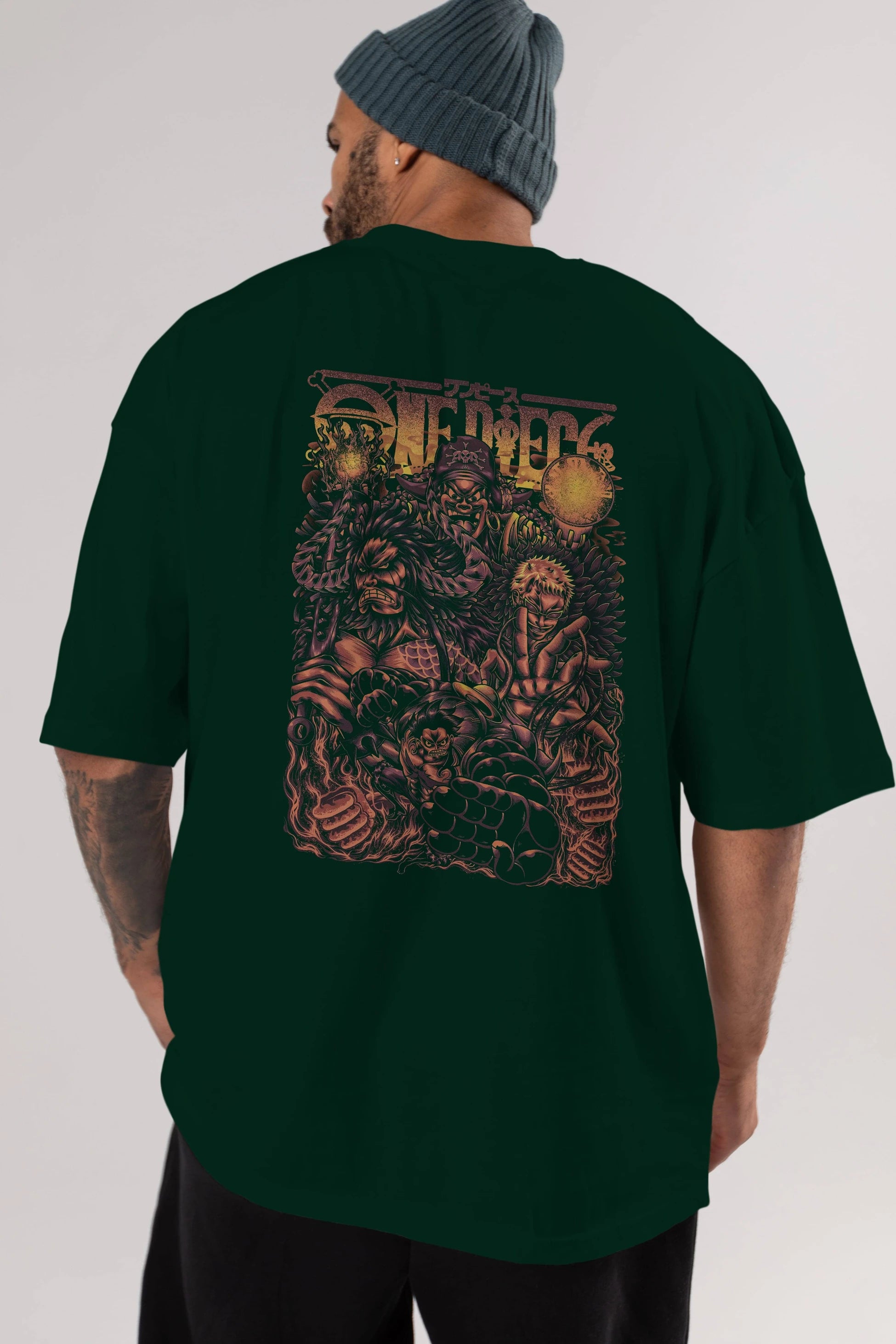 ONE PIECE Anime Arka Baskılı Oversize t-shirt Erkek Kadın Unisex