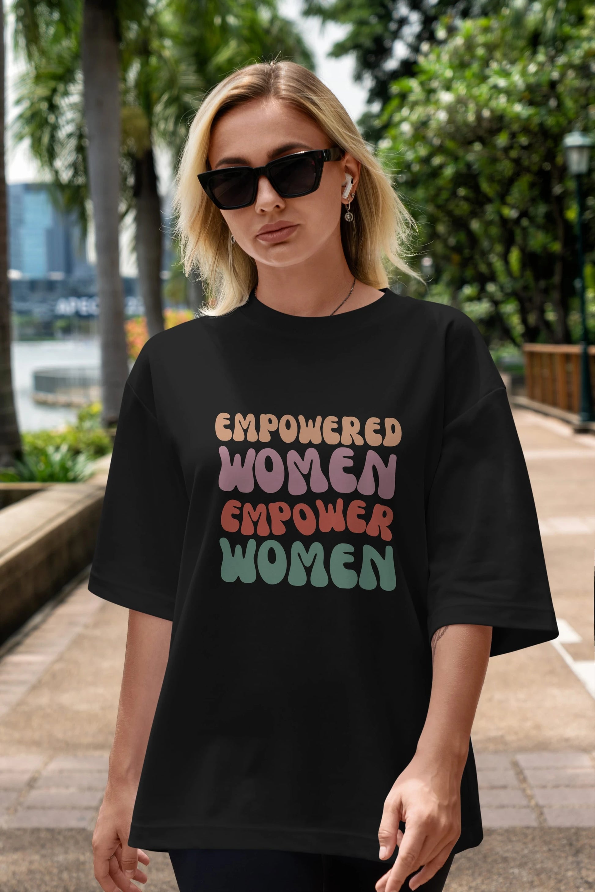Empowered Women Yazılı Ön Baskılı Oversize t-shirt Erkek Kadın Unisex