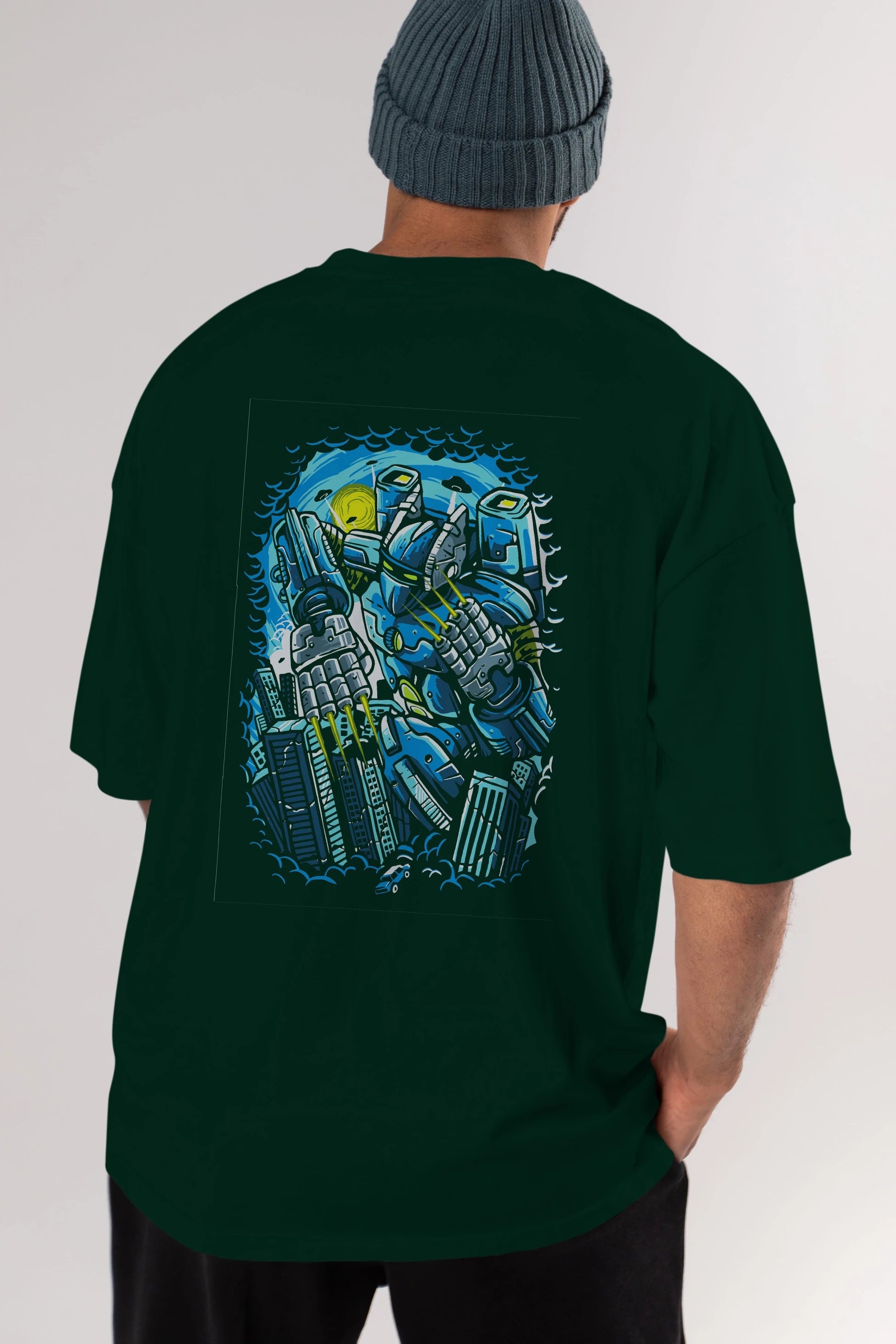 Destroy The City Arka Baskılı Oversize t-shirt Erkek Kadın Unisex %100 Pamuk