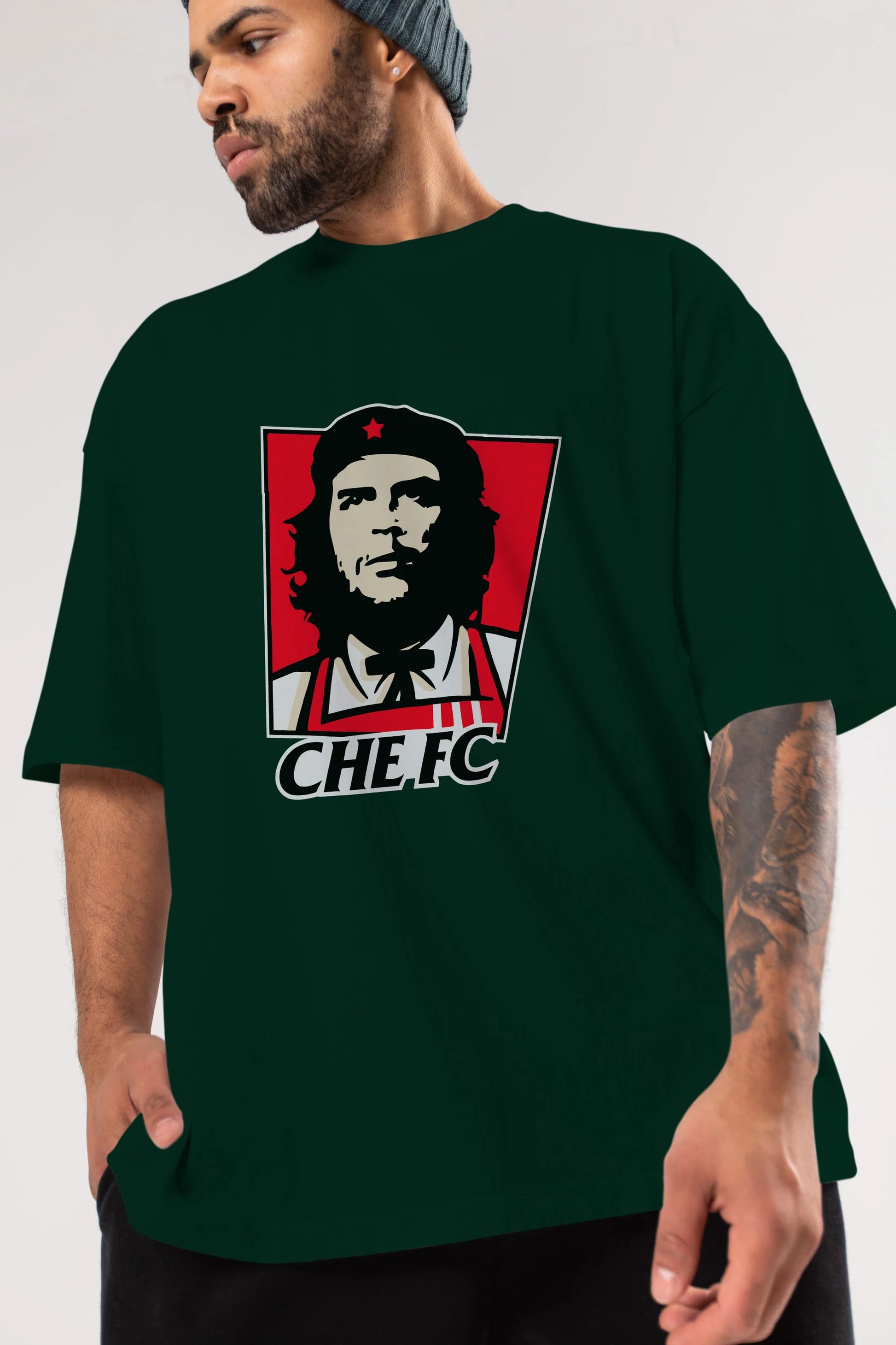 Che FC Ön Baskılı Oversize t-shirt Erkek Kadın Unisex %100 Pamuk Bisiklet Yaka tişort