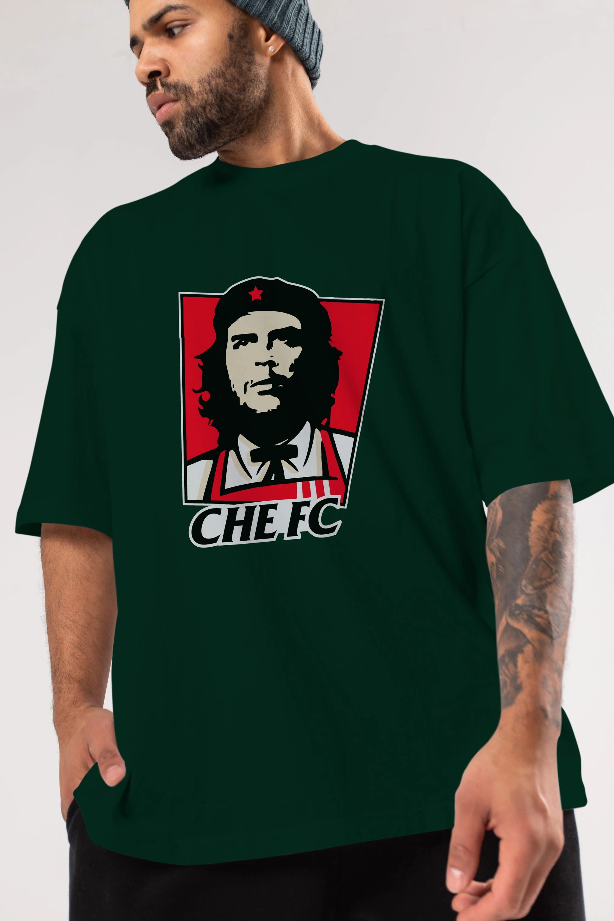 Che FC Ön Baskılı Oversize t-shirt Erkek Kadın Unisex %100 Pamuk Bisiklet Yaka tişort