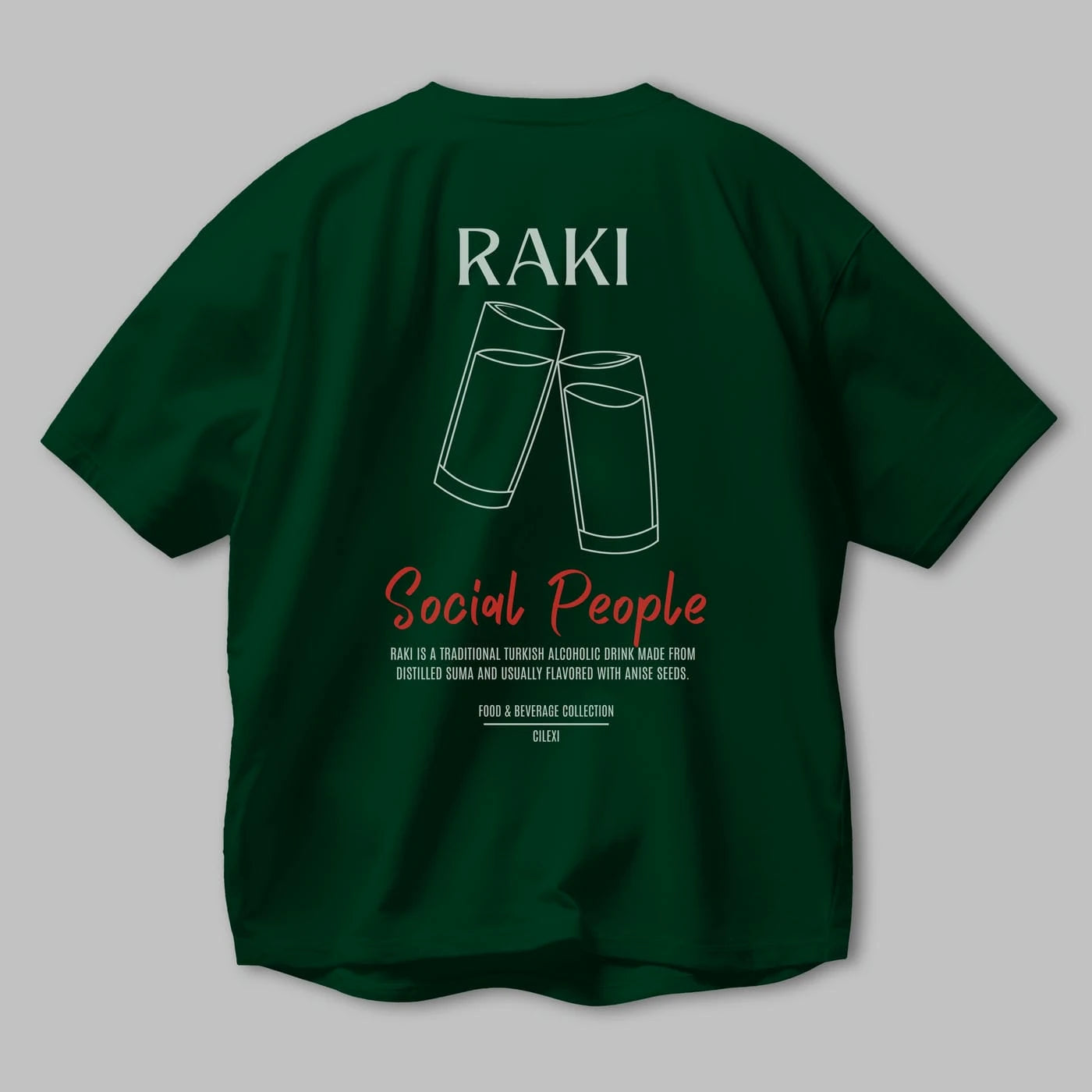 Rakı Kokteyl Serisi Baskılı Oversize t-shirt Erkek Kadın Unisex %100 Pamuk Bisiklet Yaka tişort