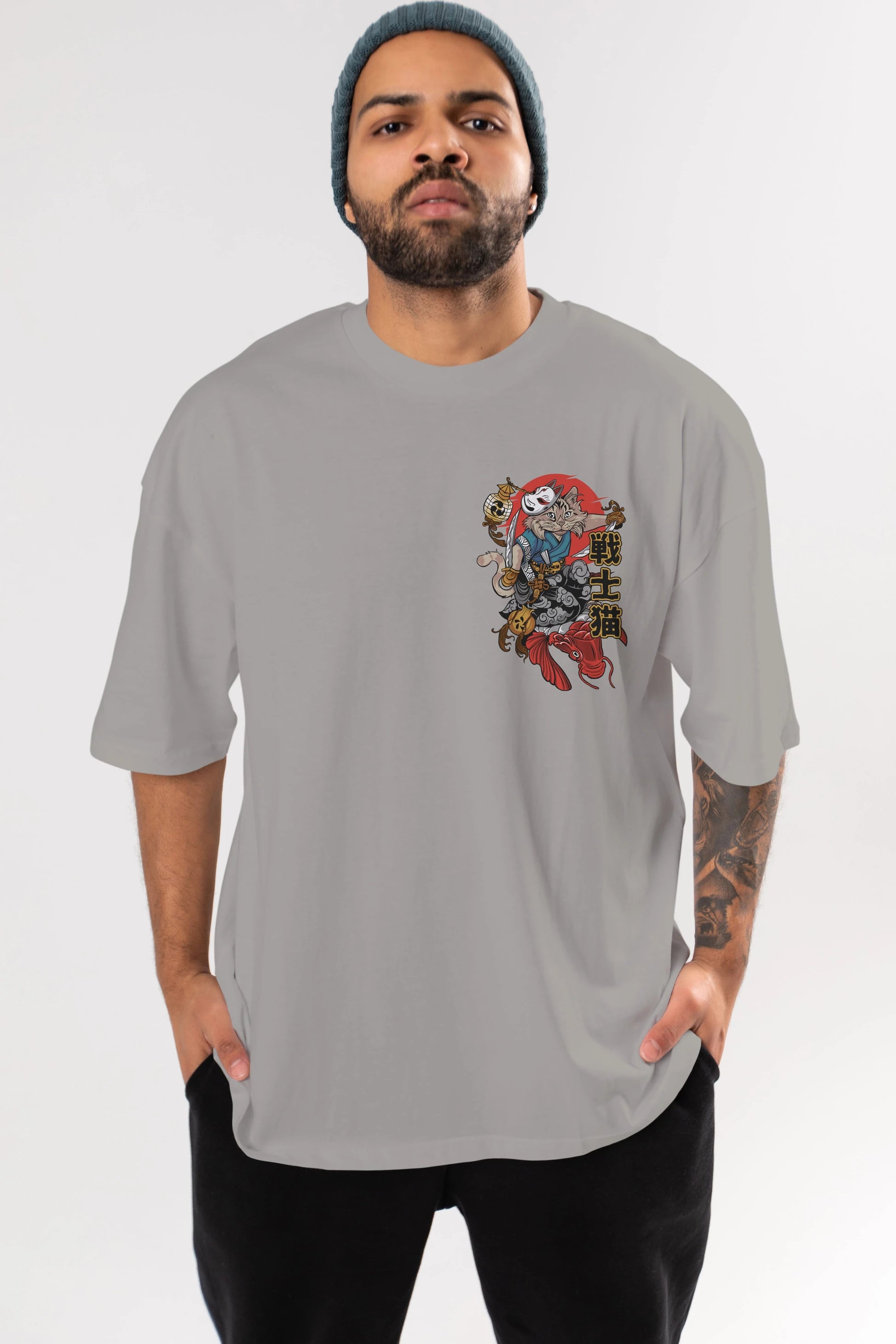 TRIBAL (2) Ön Sol Baskılı Oversize t-shirt Erkek Kadın Unisex %100 Pamuk Bisiklet Yaka tişort