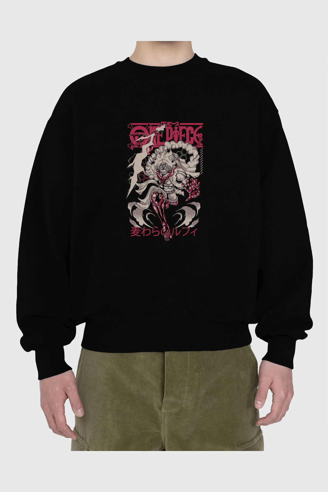 MONKEY D. LUFF-ONE PIECE 1 Anime Ön Baskılı Oversize Sweatshirt Erkek Kadın Unisex