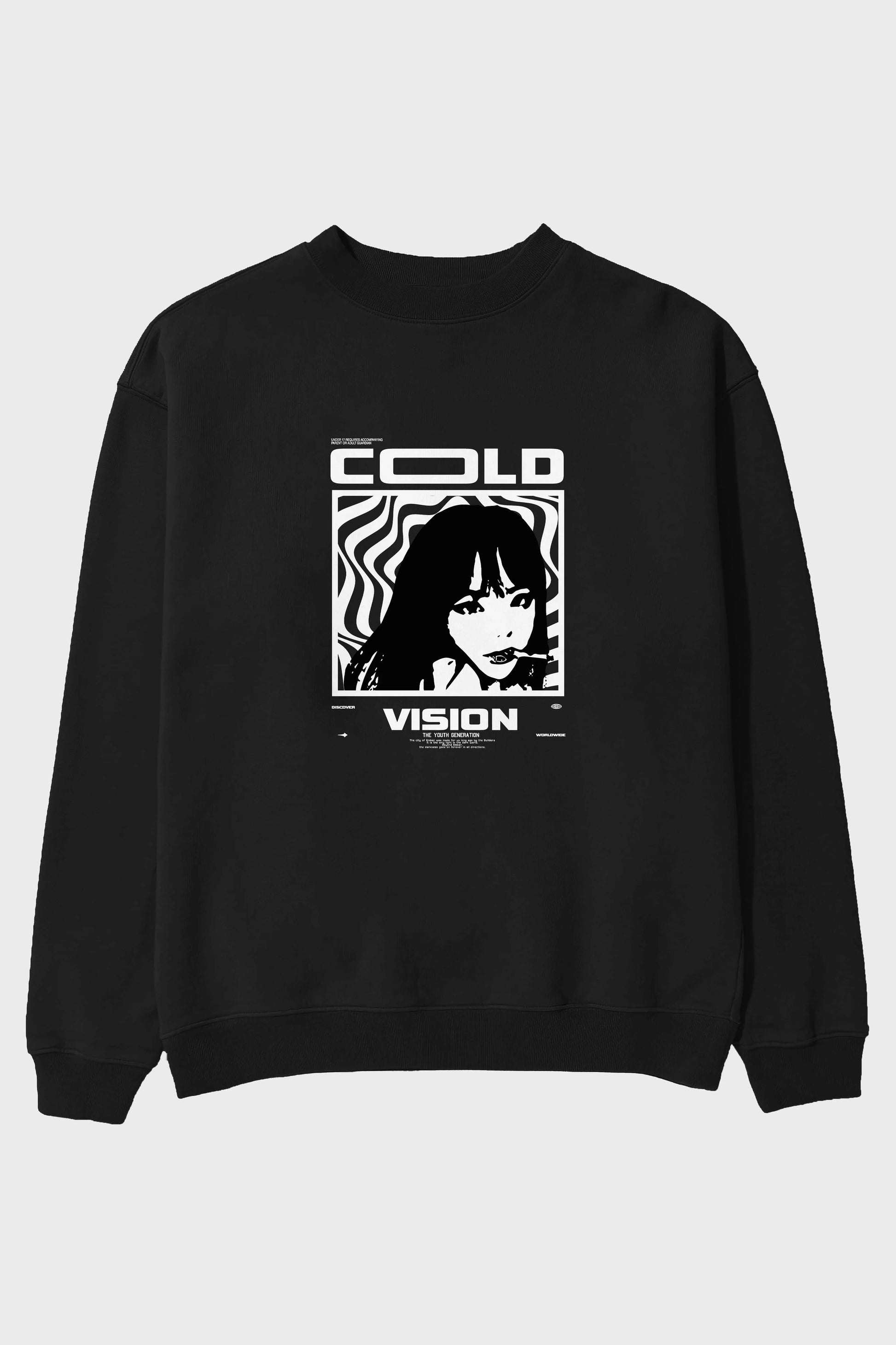 Cold Vision Ön Baskılı Oversize Sweatshirt Erkek Kadın Unisex