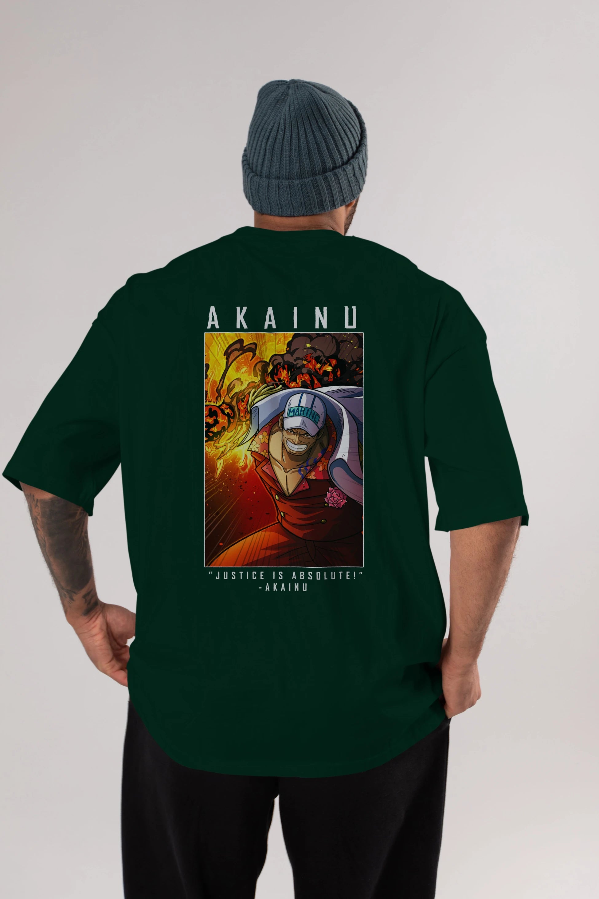 Sakazuki Anime Arka Baskılı Oversize t-shirt Erkek Kadın Unisex %100 pamuk tişort