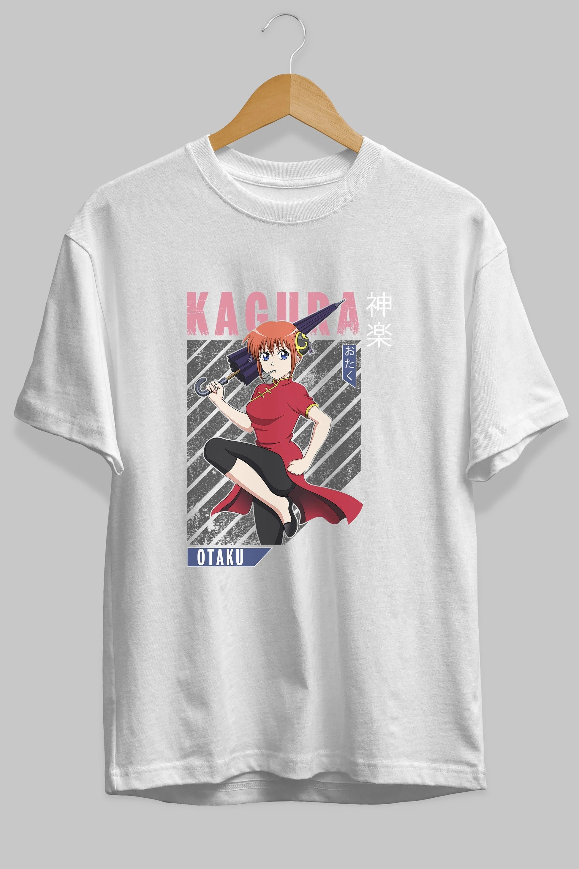 Kagura GINTAMA 1 Anime Ön Baskılı Oversize t-shirt %100 pamuk Erkek Kadın Unisex