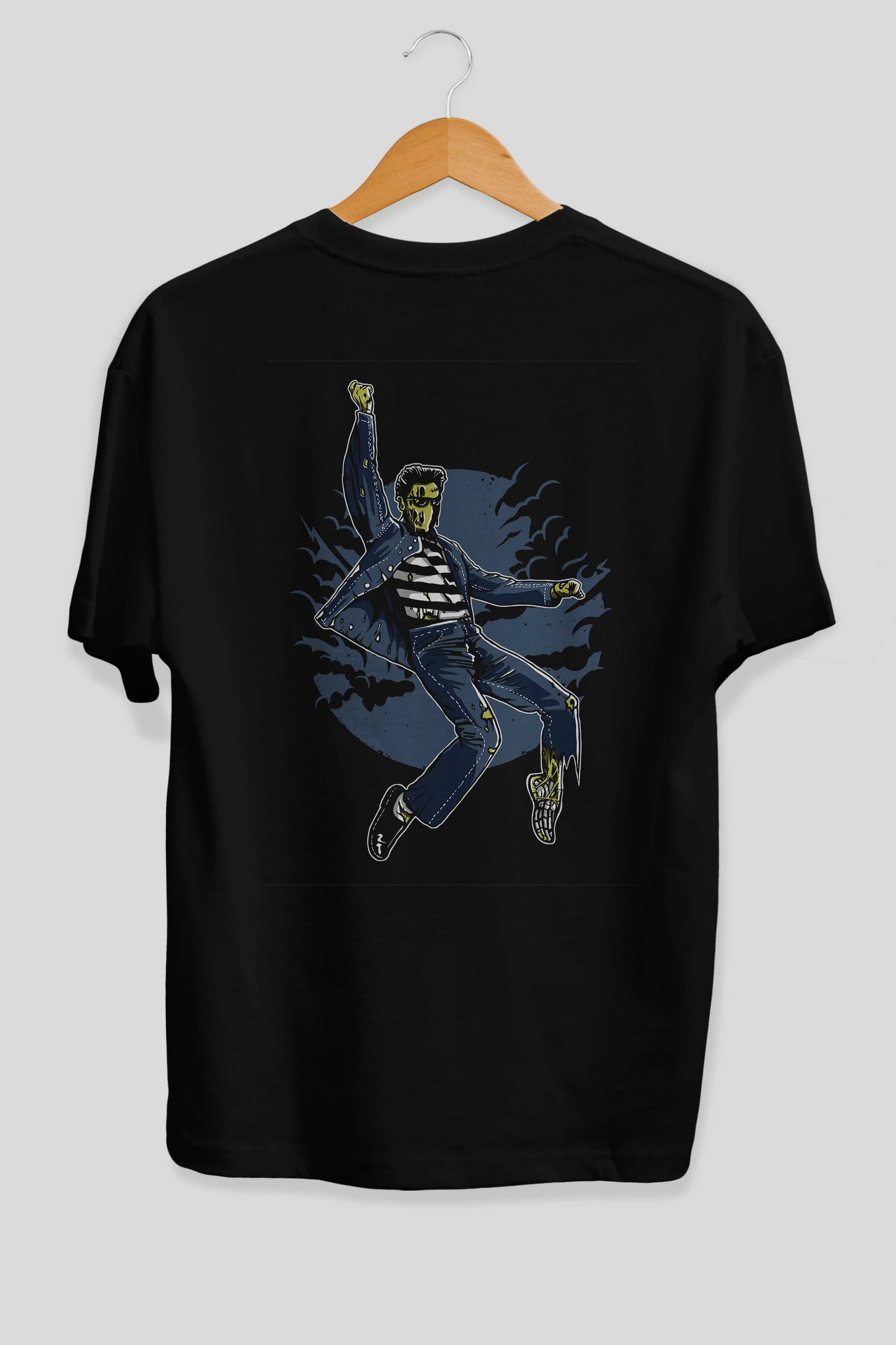 Zombie King Arka Baskılı Oversize t-shirt Erkek Kadın Unisex %100 Pamuk