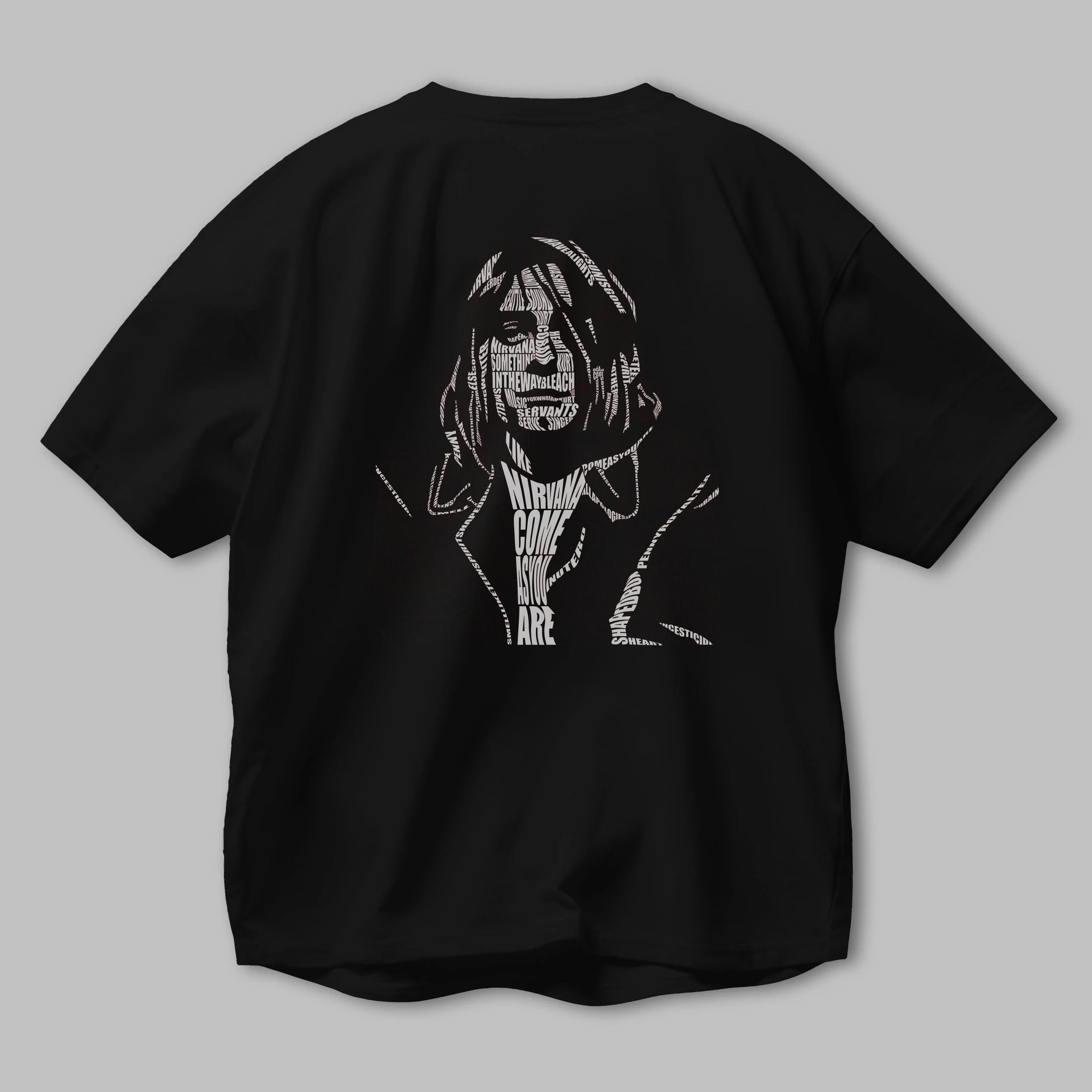 Kurt Cobain Calligram Arka Baskılı Oversize t-shirt %100 pamuk Erkek Kadın Unisex