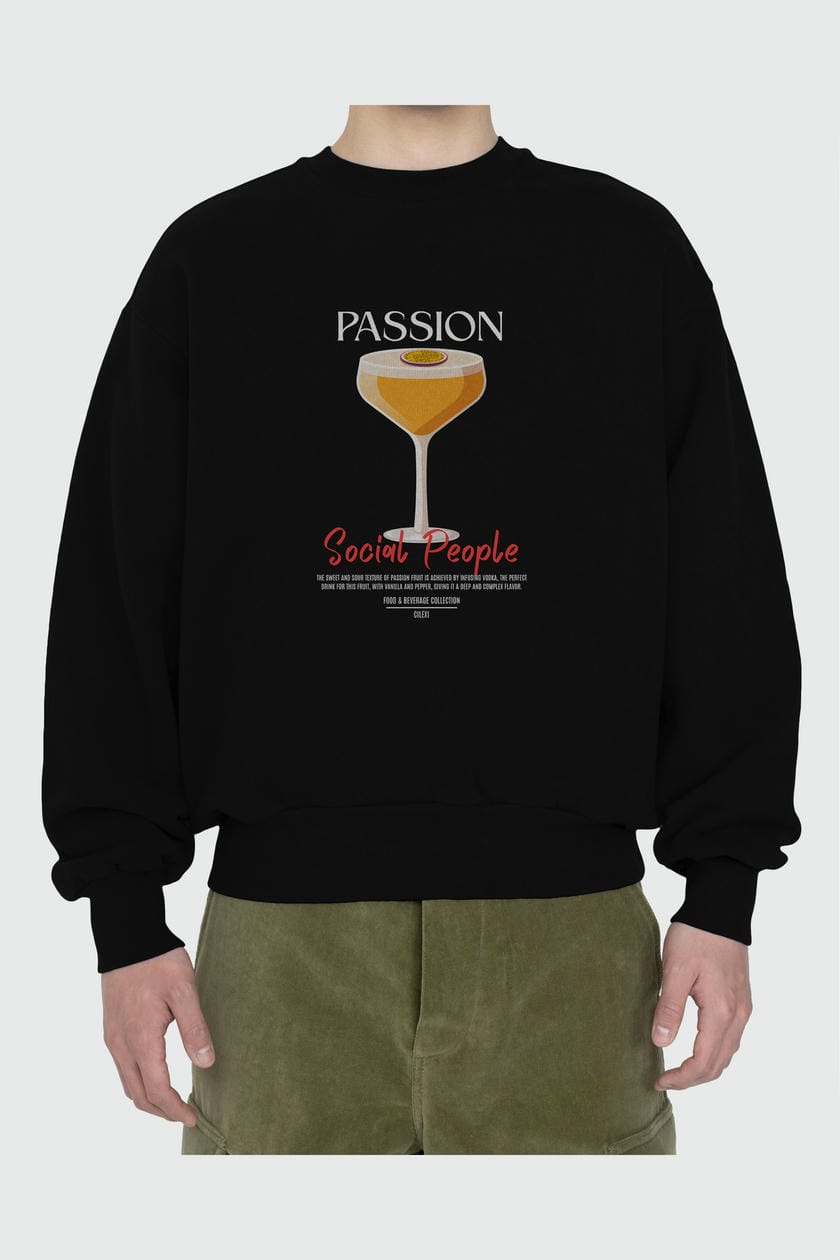Passion ön Baskılı Oversize Sweatshirt Erkek Kadın Unisex