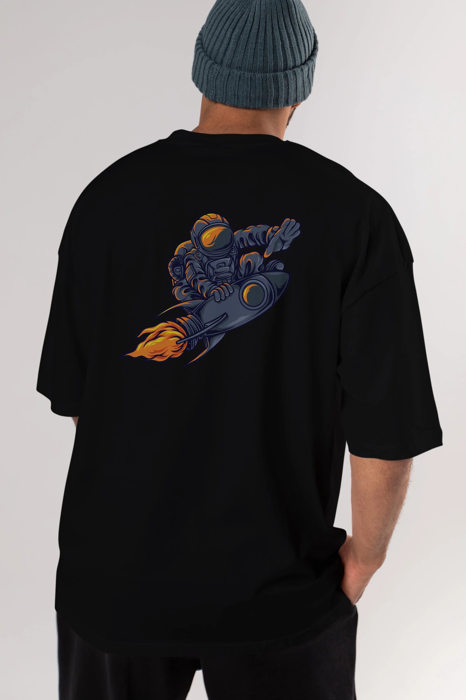 Astrocket Illustration Tshirt Arka Baskılı Oversize t-shirt Erkek Kadın Unisex