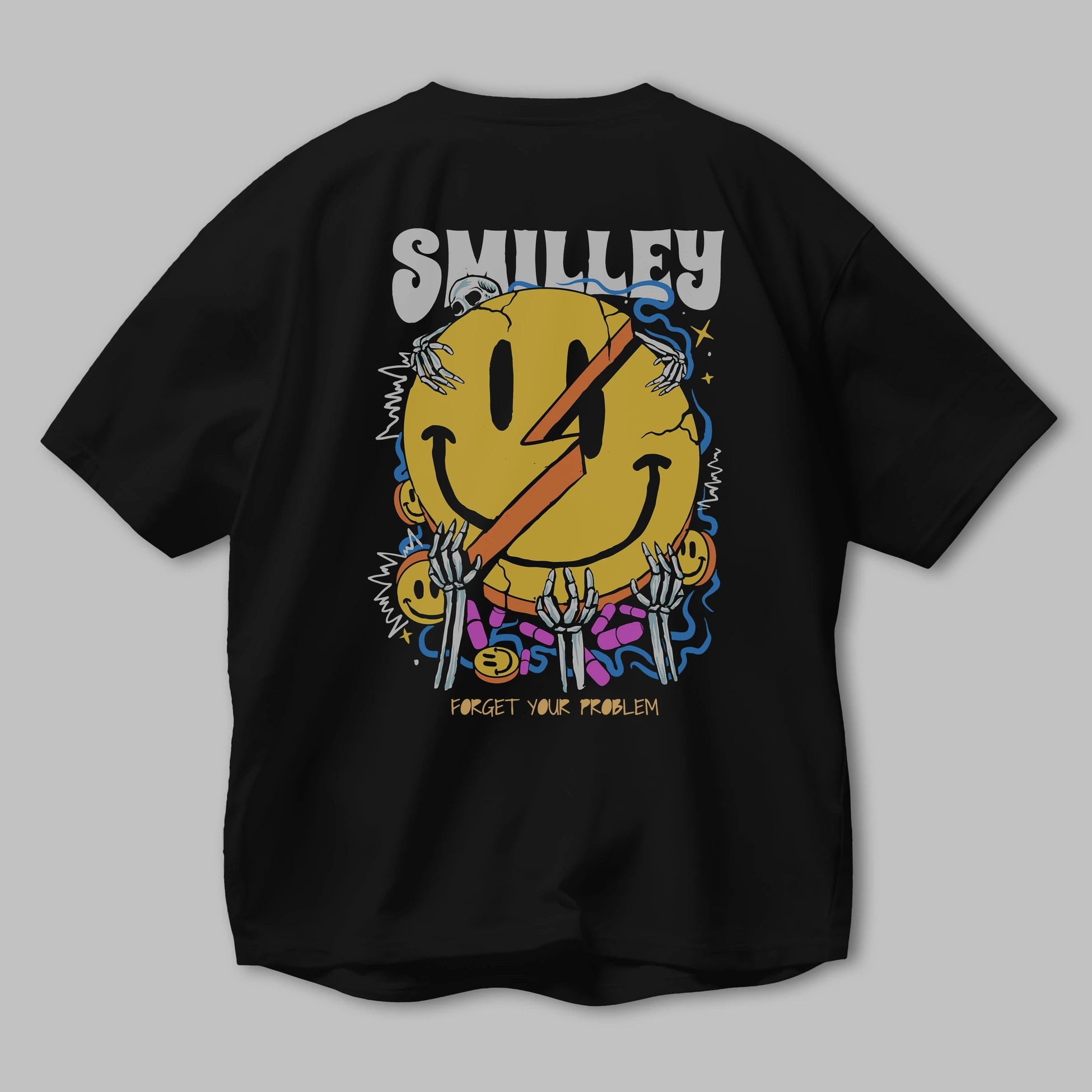 Smilley Streetwear Arka Baskılı Oversize t-shirt Erkek Kadın Unisex