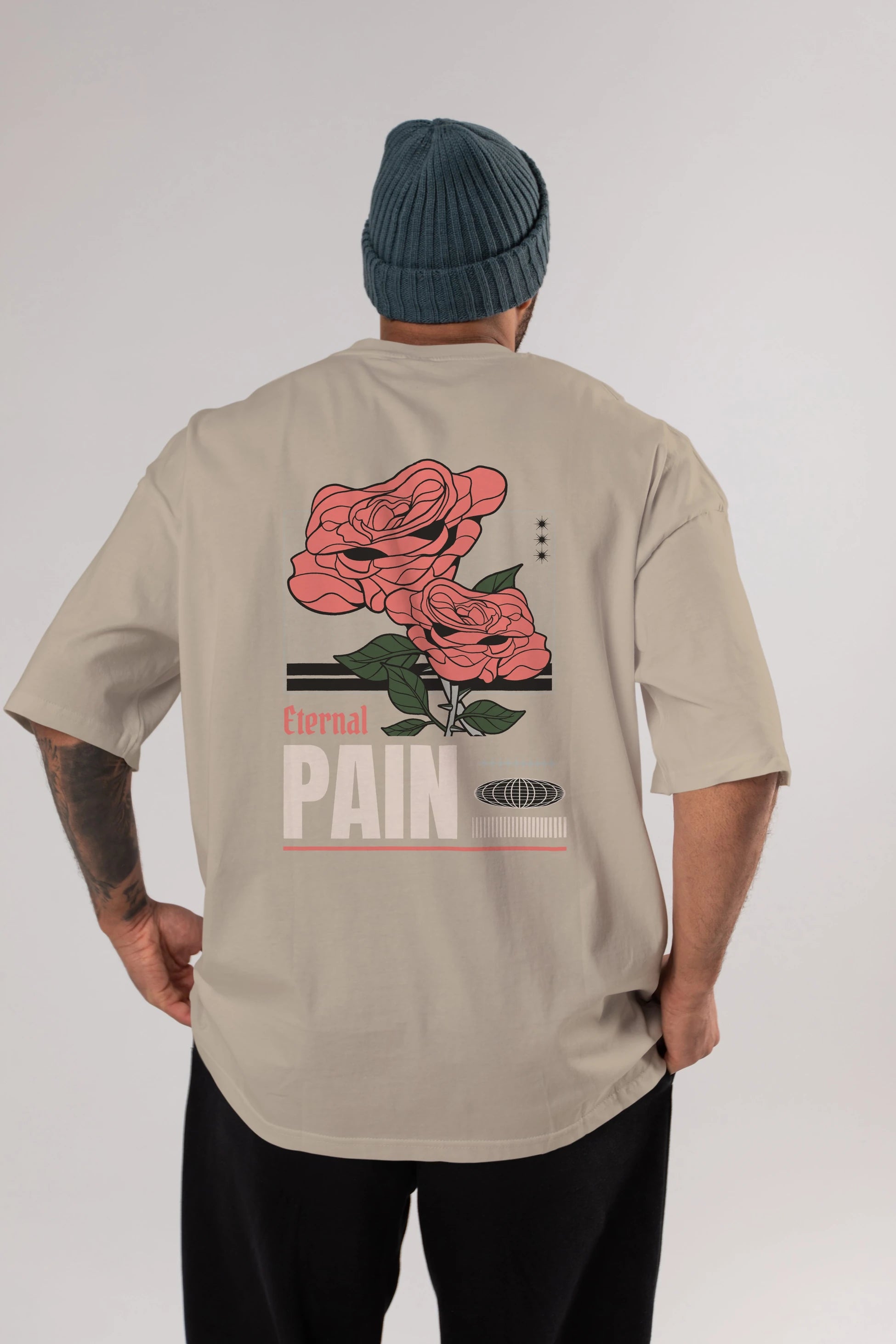 Eternal Pain Arka Baskılı Oversize t-shirt Erkek Kadın Unisex