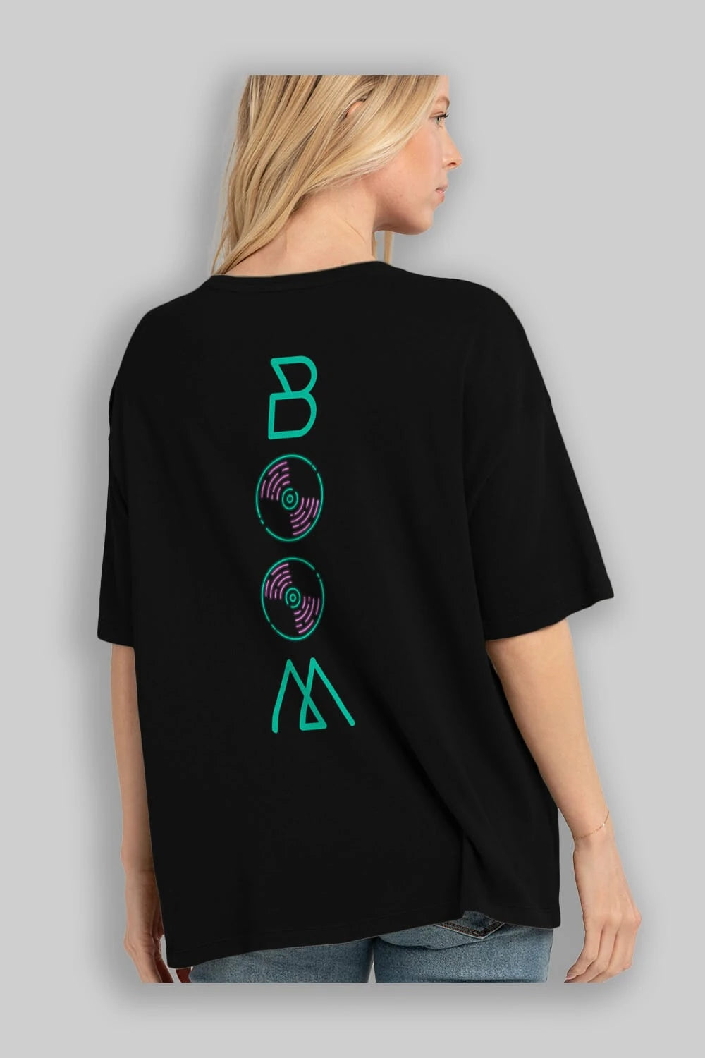 Boom Arka Baskılı Oversize t-shirt Erkek Kadın Unisex