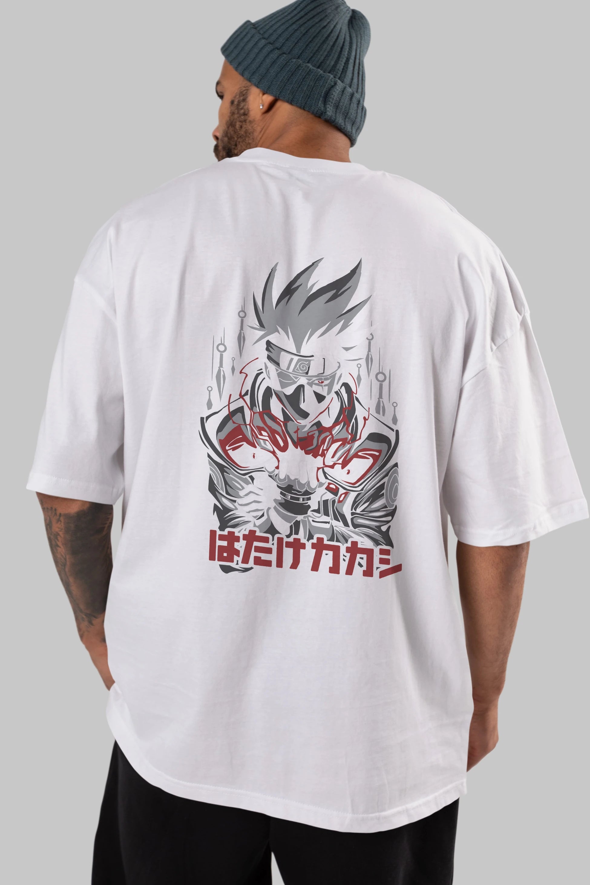 KAKASHI HATAKE NARUTO 1 Anime Arka Baskılı Oversize t-shirt Erkek Kadın Unisex
