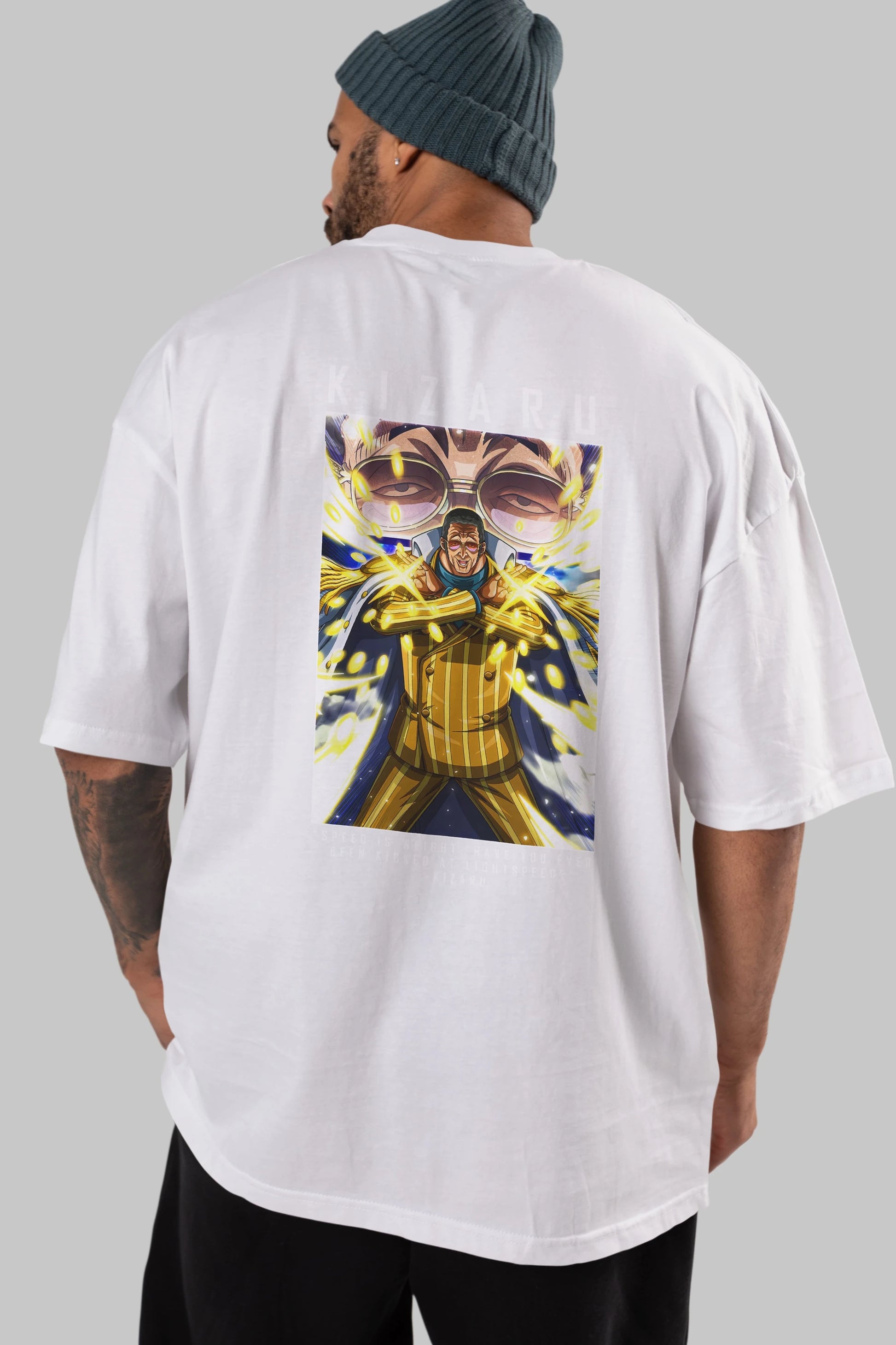 Kizaru Anime Arka Baskılı Oversize t-shirt Erkek Kadın Unisex %100 pamuk tişort