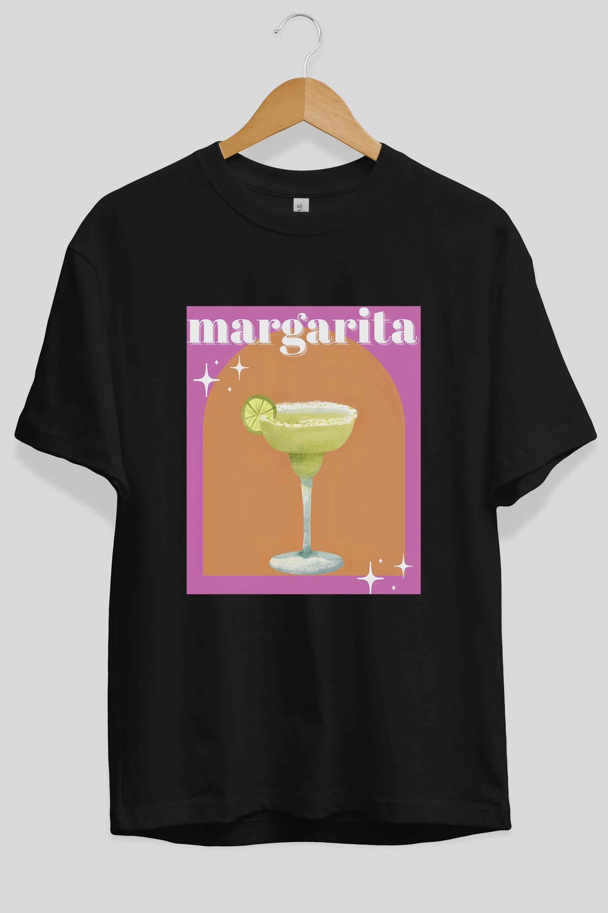 Margarita 7 Ön Baskılı Oversize t-shirt Erkek Kadın Unisex %100 Pamuk Bisiklet Yaka tişort