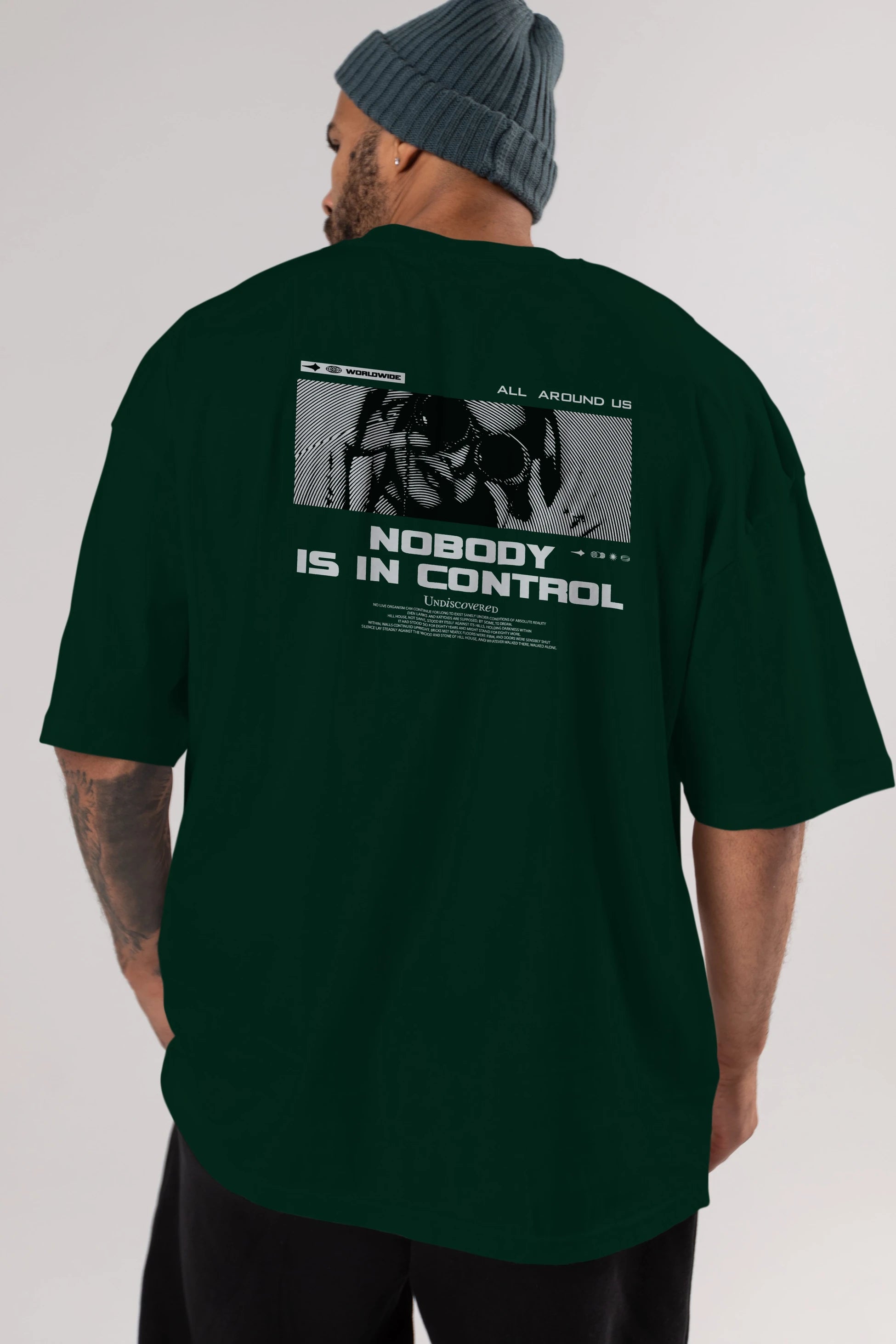 Nobody is in Control Arka Baskılı Oversize t-shirt Erkek Kadın Unisex