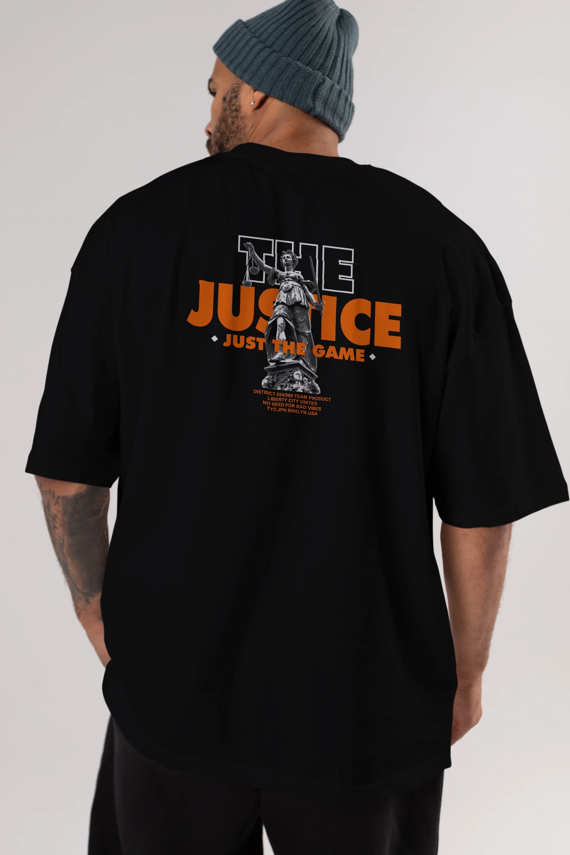 The Justice Arka Baskılı Oversize t-shirt Erkek Kadın Unisex